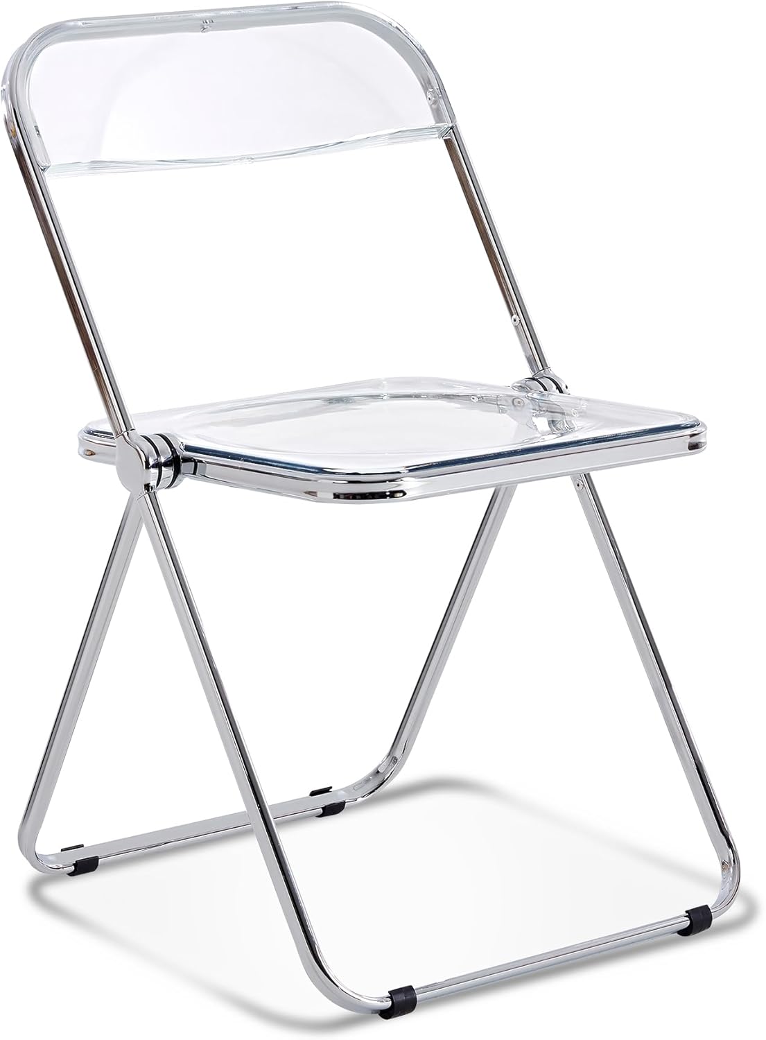 Dolonm Silla plegable de acrílico transparente con marco de acero cromado, silla de acrílico para múltiples aplicaciones, silla transparente moderna