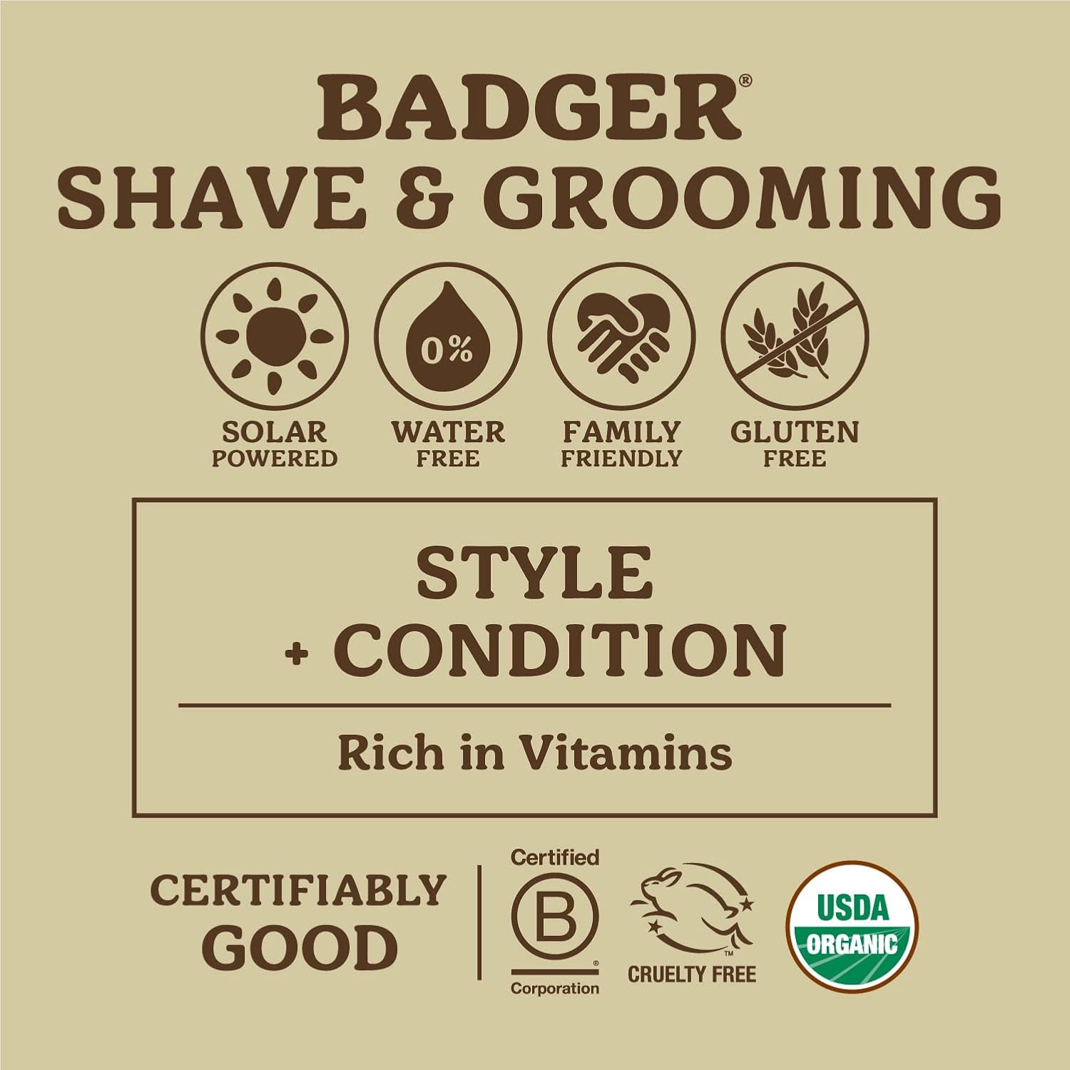 Badger – Pomada para el cabello, orgánica certificada, pomada para el cabello de sujeción media con gran brillo, aceites esenciales, pomada para el