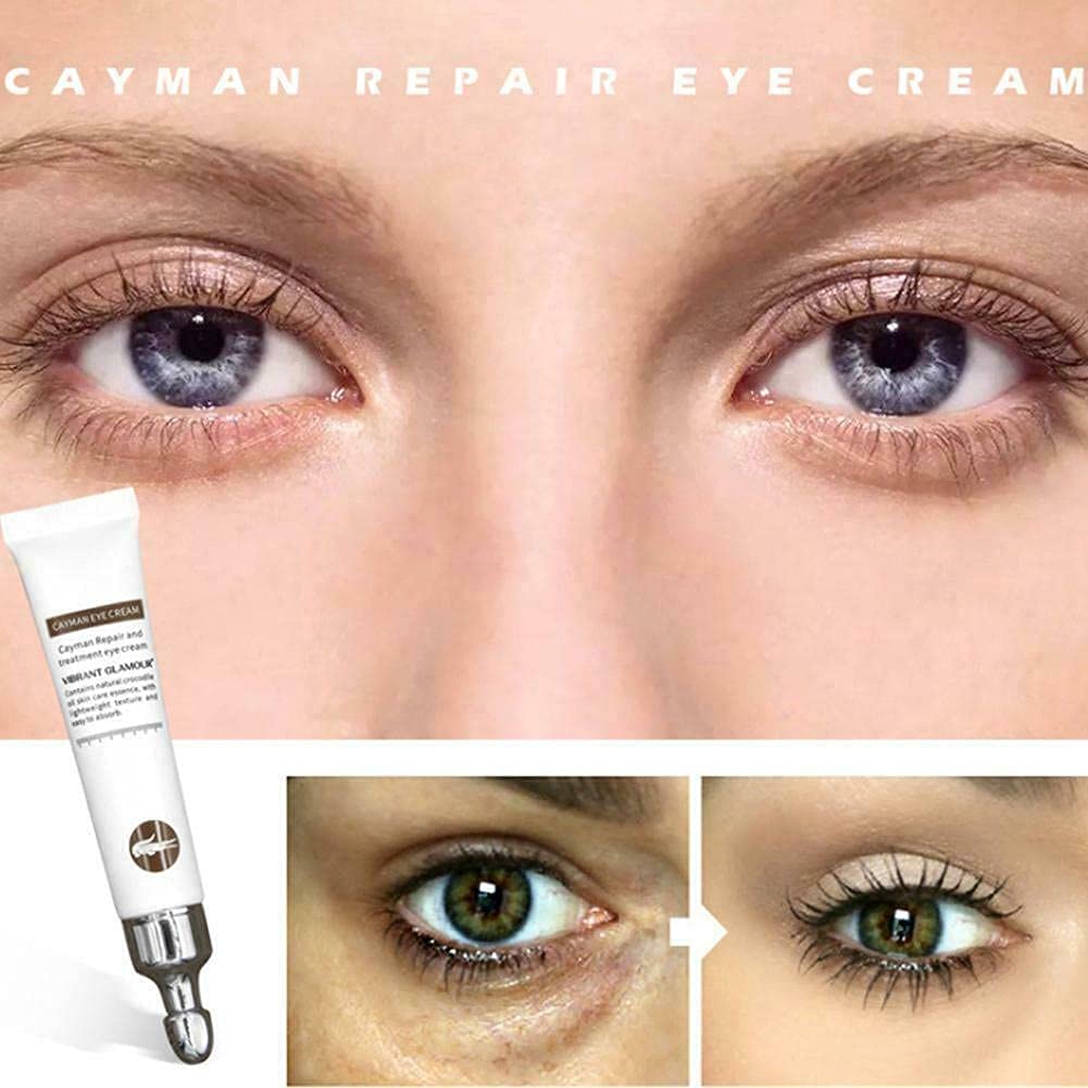Crema para ojos de Cayman antienvejecimiento, suero de ojos reparador de arrugas, reduce las patas de gallo, las líneas finas y las ojeras, suaviza