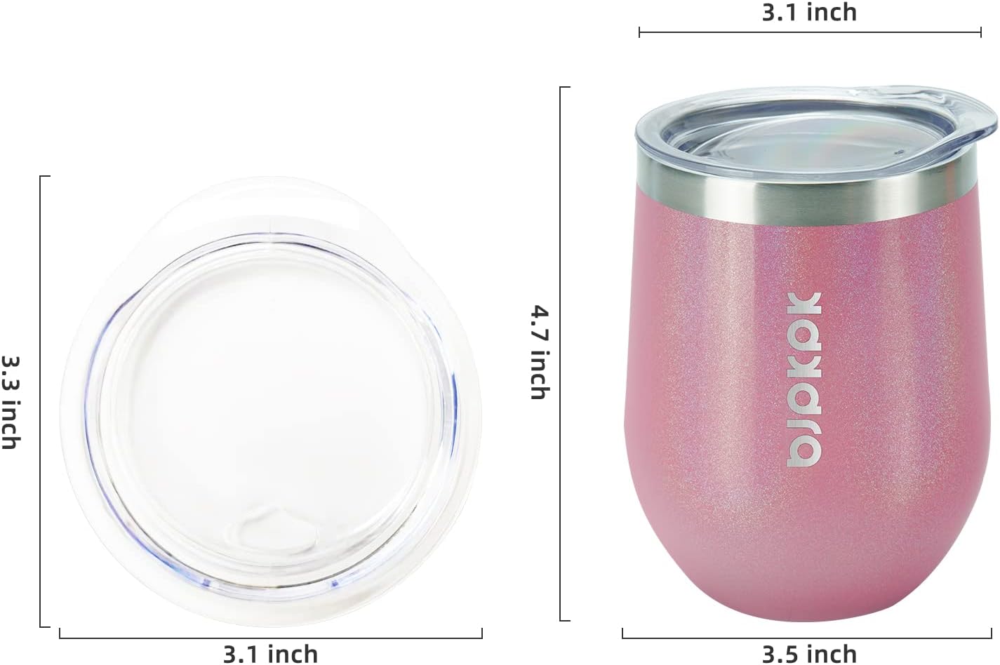 BJPKPK 2 vasos de vino aislados de 12 onzas, vaso de vino aislado de 12 onzas con tapa, vasos de vino de acero inoxidable irrompibles, vaso aislado