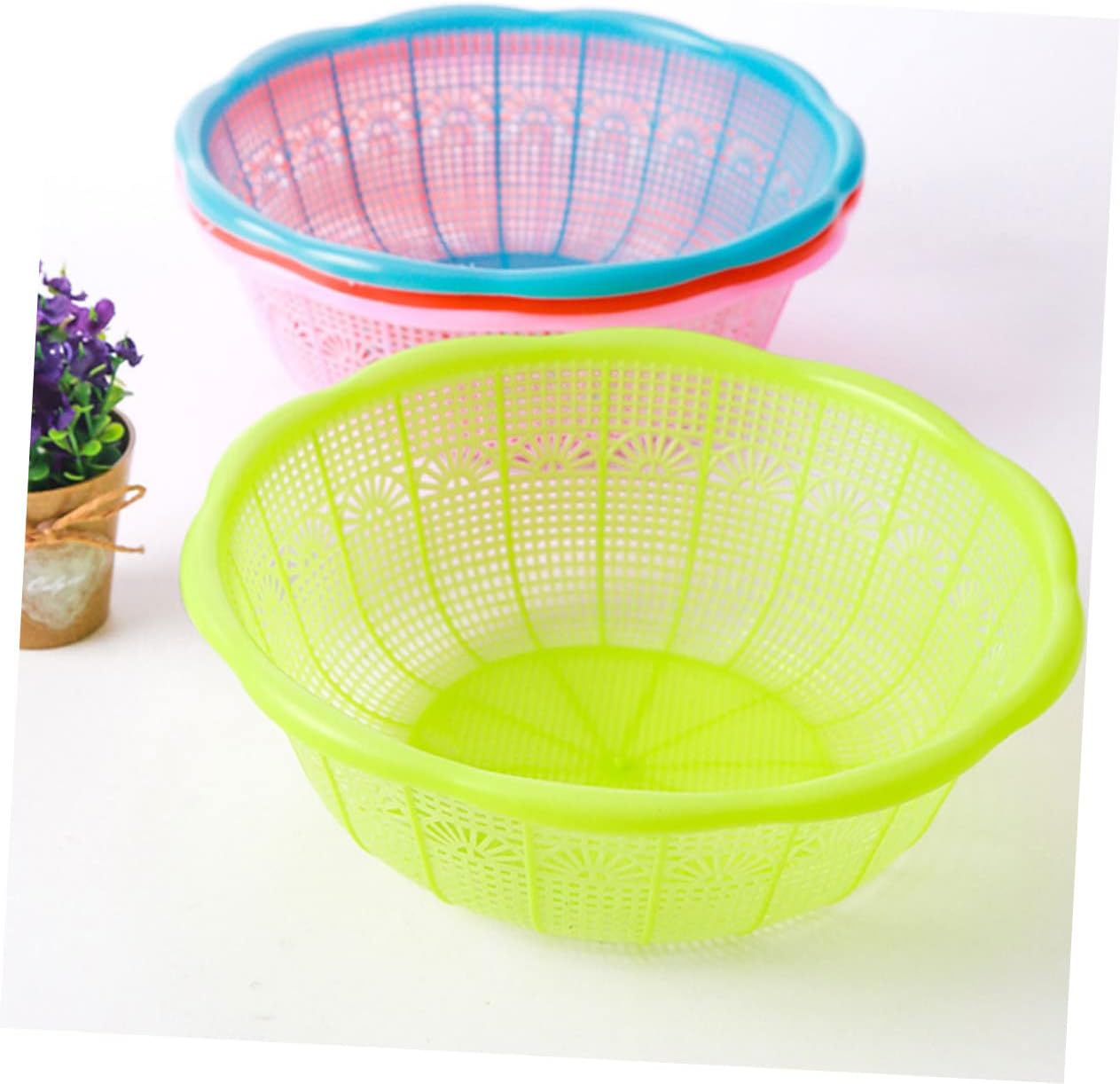 10 Uds. De Plástico Tazón De Arroz Cesta De Lavandería De Plástico Cesta De Frutas De Cerámica Colador De Bayas Colador De Cocina Colador De