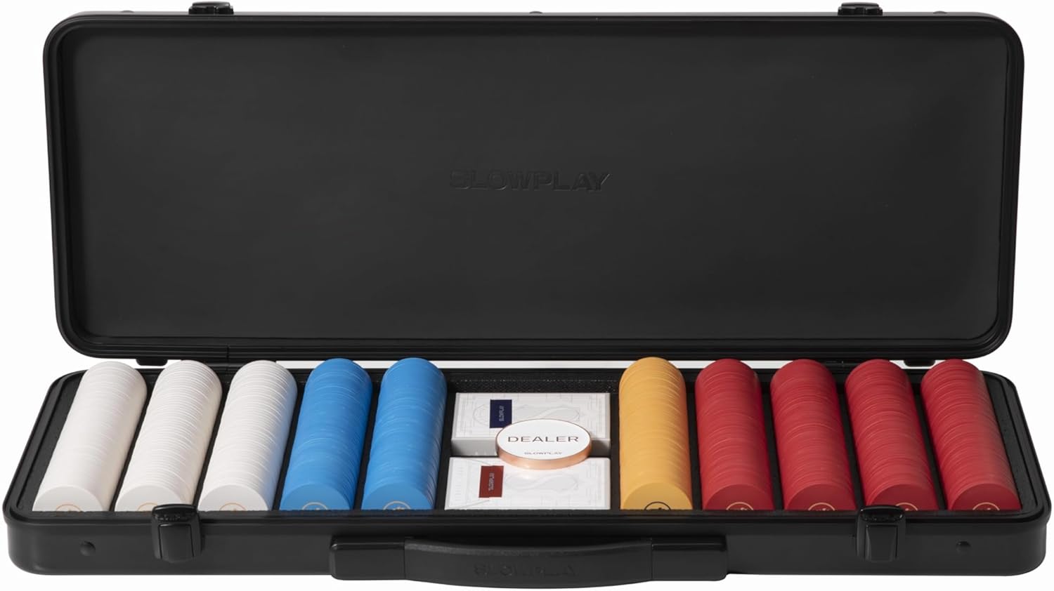 SLOWPLAY Godel – Juego de fichas de póquer de cerámica para Texas Hold’em, 500 unidades fichas en blanco, 1.49 pulgadas y 0.35 onzas cada una.
