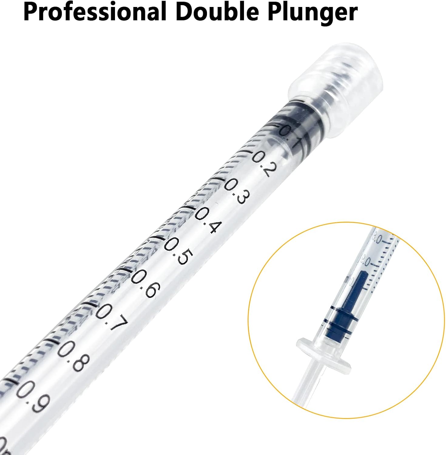 Paquete de 50 jeringas Luer Lock de 0.0 fl oz con agujas de 25Ga, jeringas y agujas de plástico desechables de embalaje individual para laboratorios