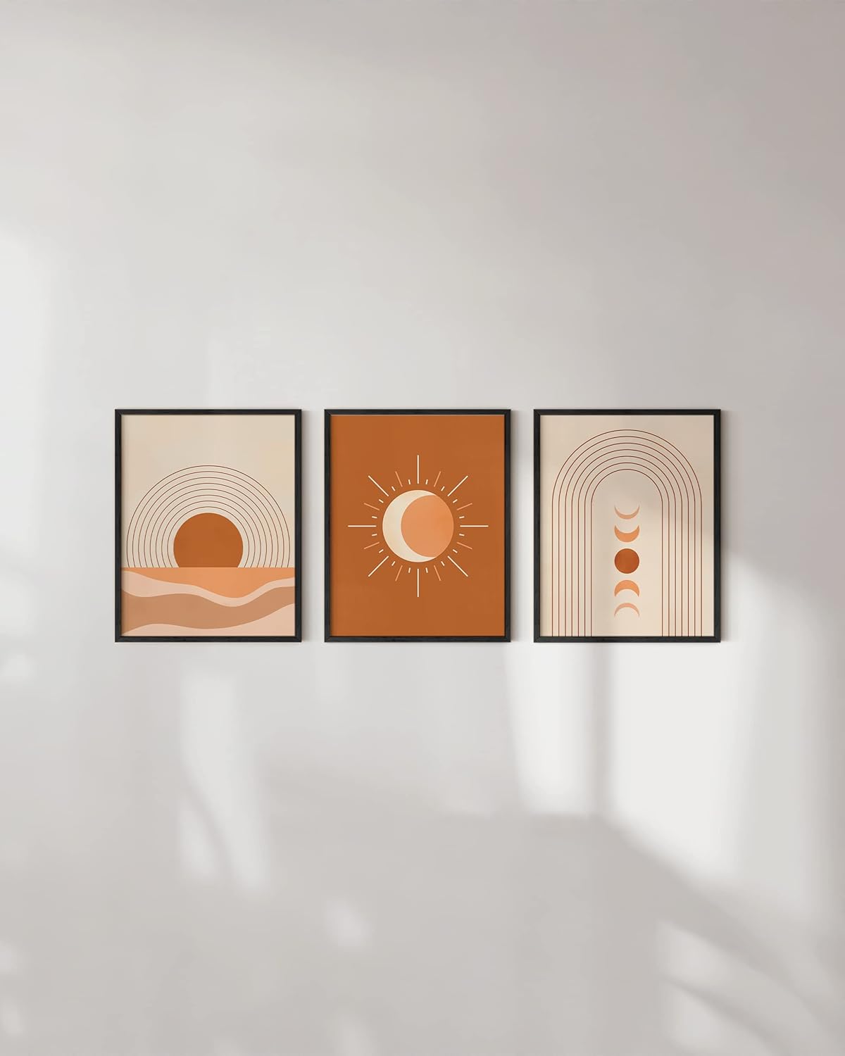 HAUS AND HUES Juego de 3 impresiones artísticas de pared de mediados de siglo y terracota  Arte de pared de luna  Decoración de pared de arte