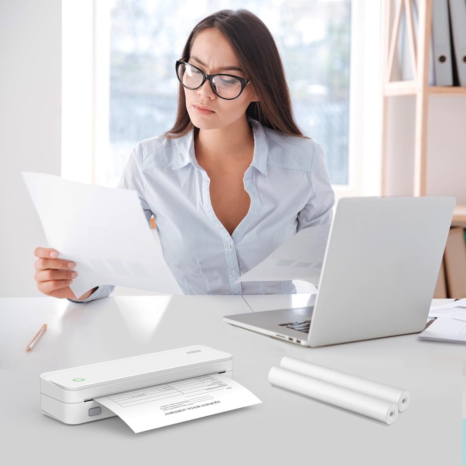 JADENS Papel de impresora térmica de secado rápido tamaño carta de 8.5 x 11 pulgadas, 4 rollos, papel térmico multiusos para impresora térmica