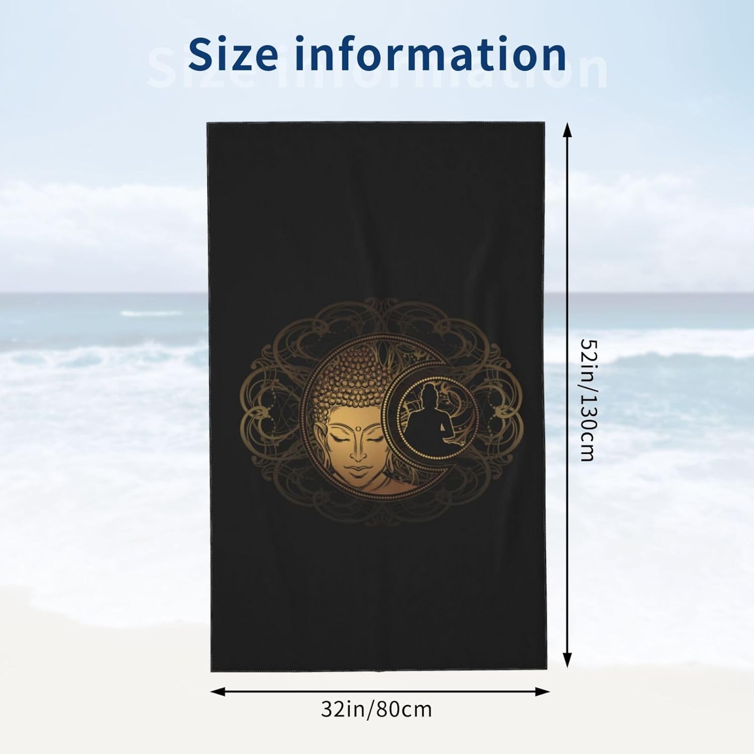 New Moon and Sun Buddha – Toalla de playa grande de algodón grueso de felpa, toallas de playa para adultos