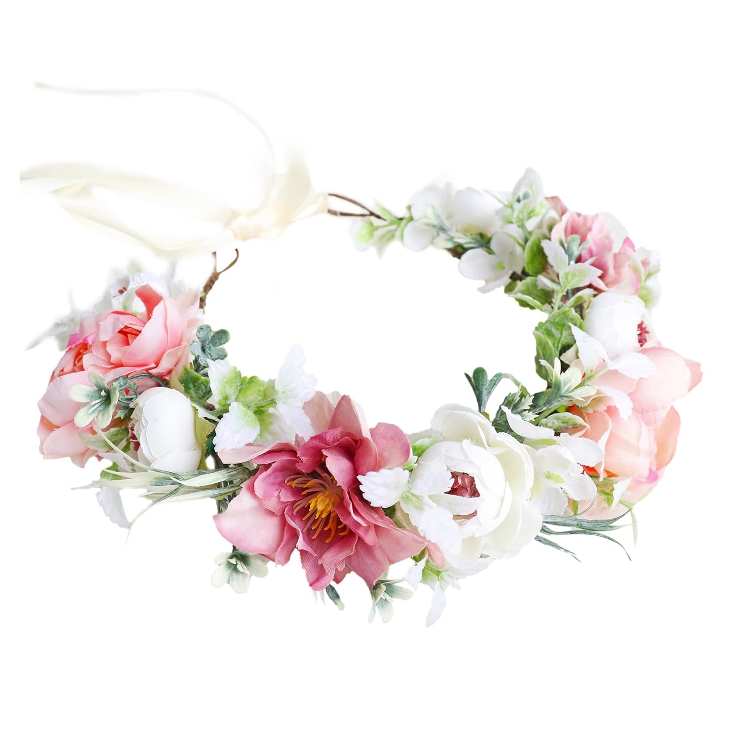 Vivivalue Corona de flores nupciales guirnalda diadema floral diadema halo boda fiesta fotos