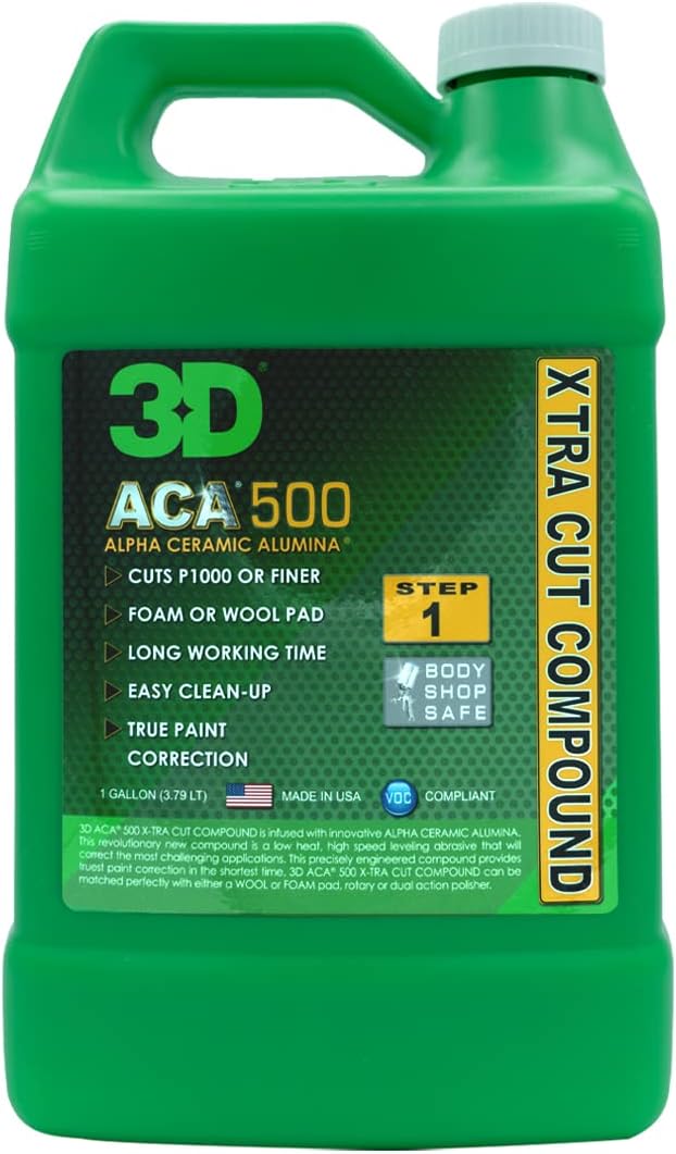 3D ACA 500 X-Tra Cut Compuesto – 1 galón – Paso 1 Compuesto de corte de cuerpo con almohadilla de lana o espuma – Corta P1000 o más fino – Fácil