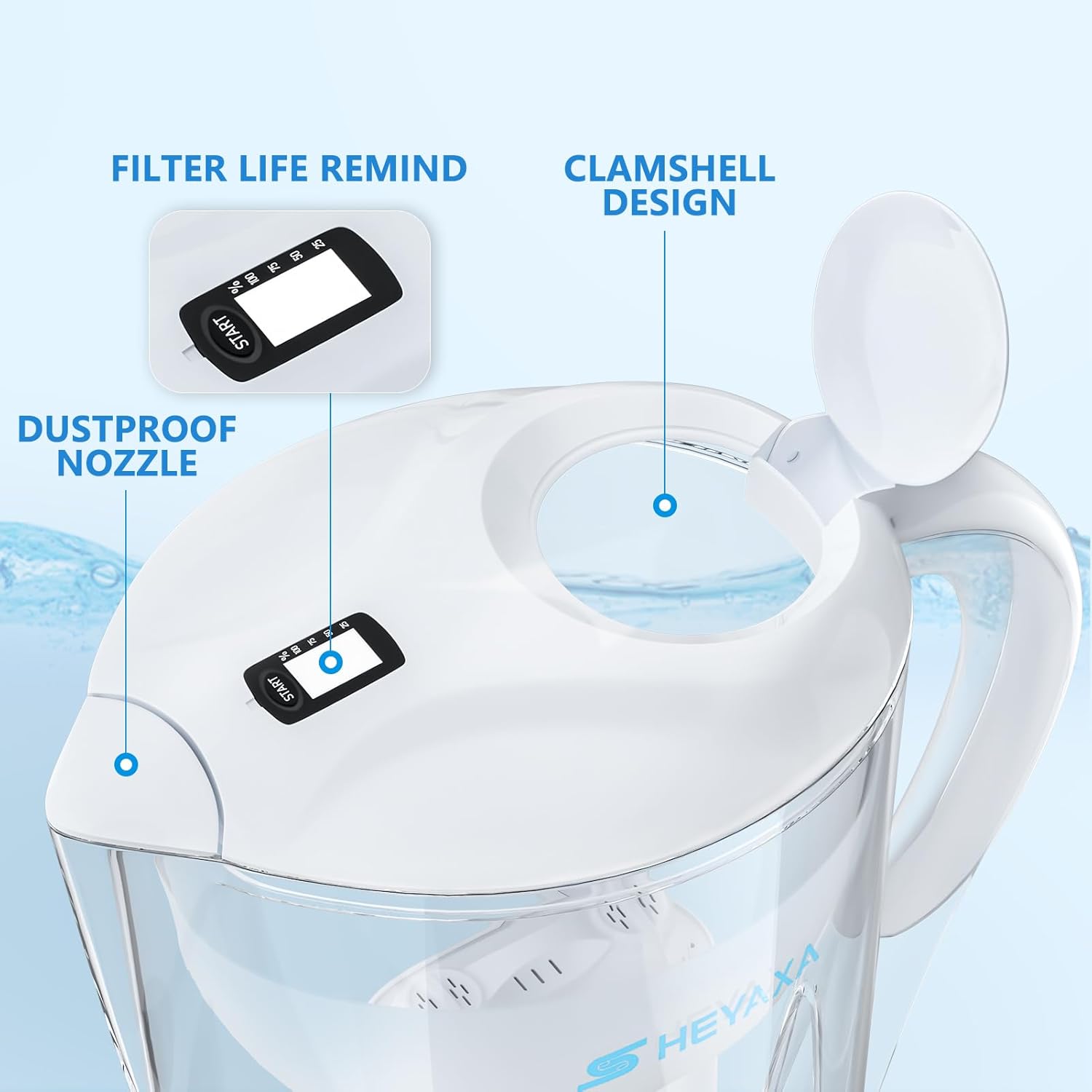 Jarras de filtro de agua para agua potable y de grifo, capacidad de 10 tazas, sin BPA, elimina flúor, cloro, plomo, productos químicos para siempre