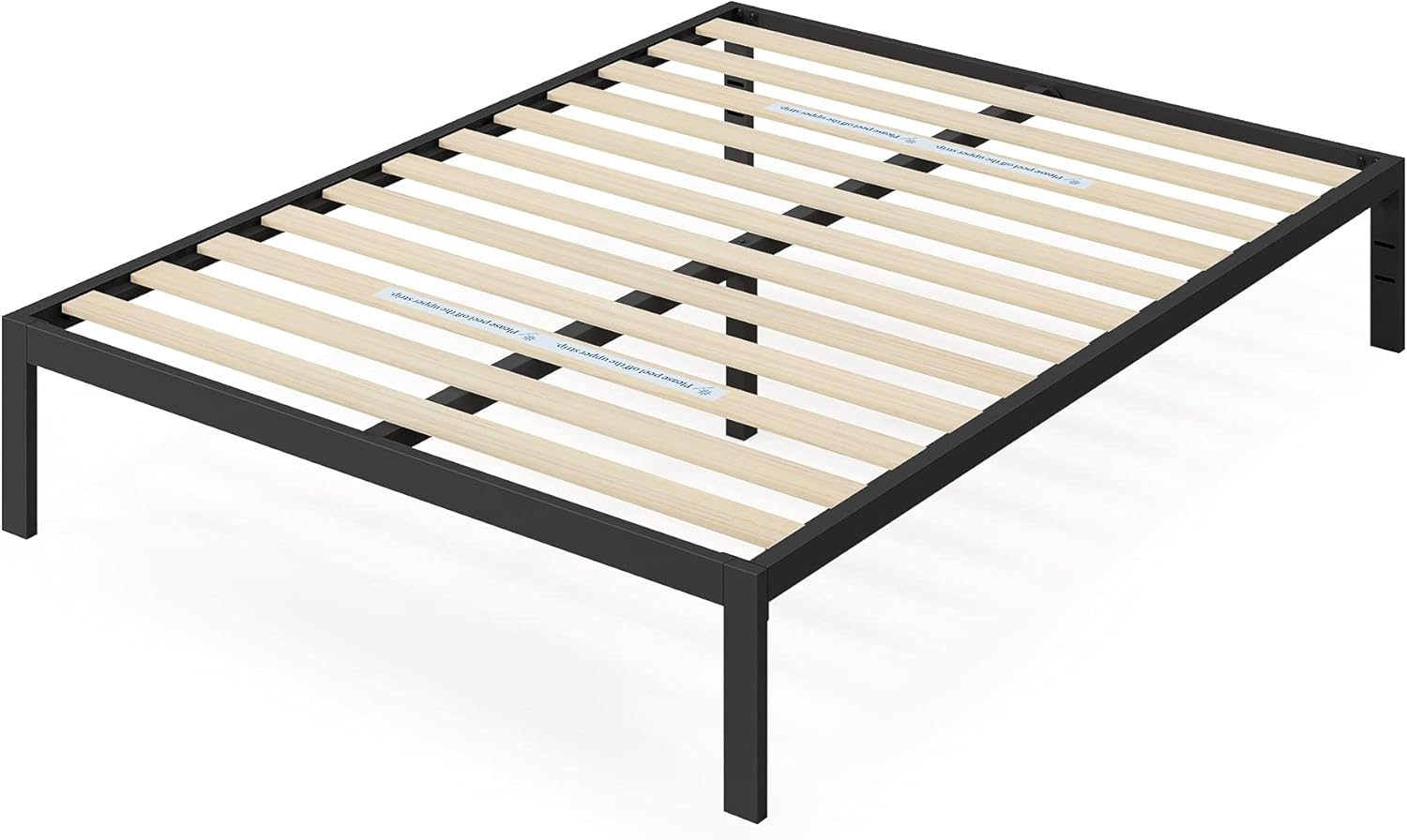 ZINUS Mia – Base de cama de plataforma de metal  Soporte de listones de madera  No necesita somier  Fácil de montar  Color negro, tamaño King