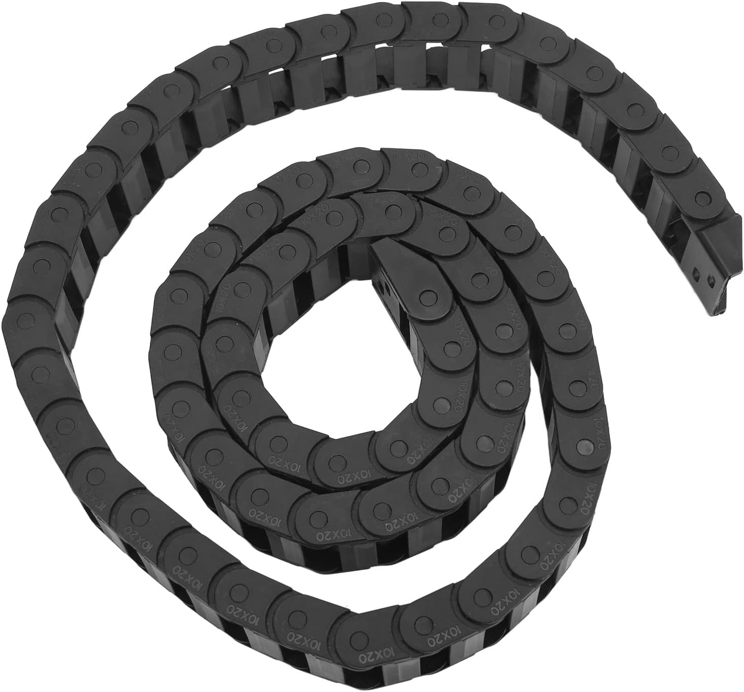 Cadena de arrastre portador Cable de alambre de cadena de plástico para CNC con conector final Tipo puente 3.3 ft largo negro