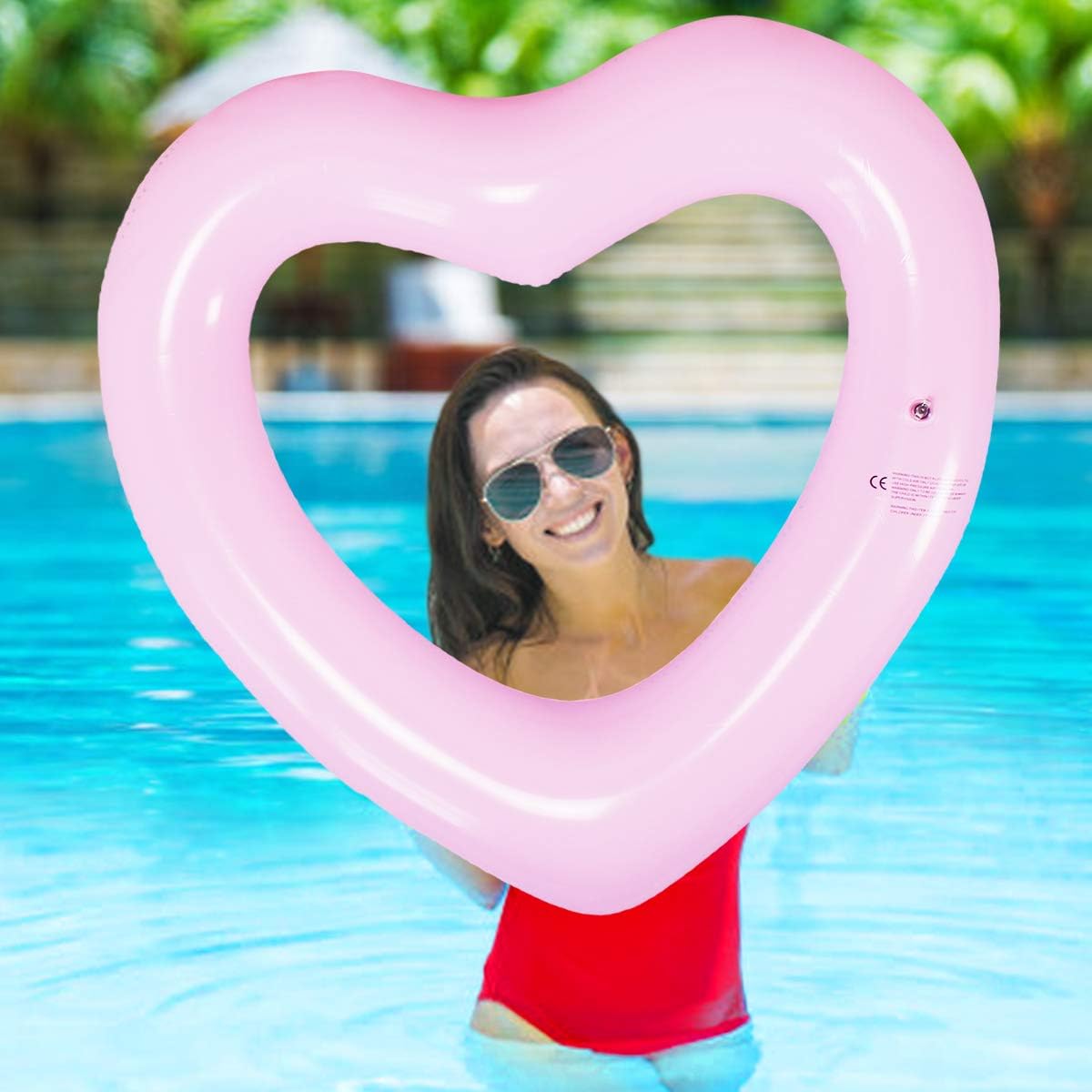 ZHUYNXIR Tubo flotante de piscina con forma de corazón, diversión en el agua, juguetes de fiesta en la playa para niños, accesorios de diseño de