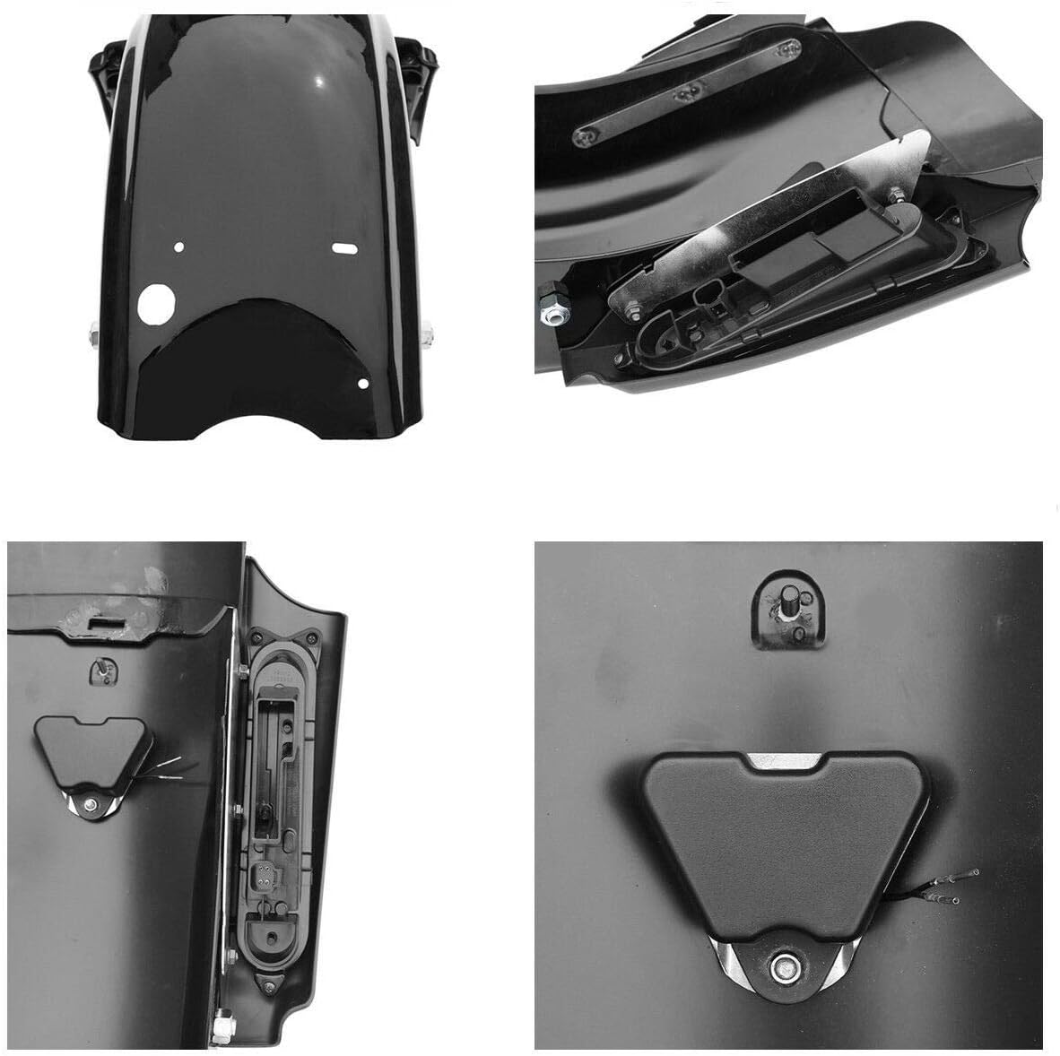 TCMT Rear Fender 5″ Stretched SaddleBag Black Latches Fit For Harley Touring Road King Electra Glide Street Glide Road Glide Ultra 2009-2013