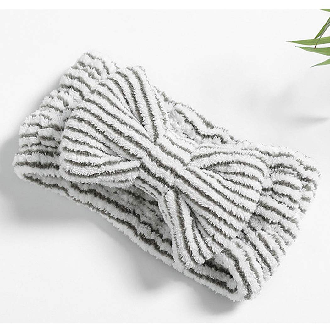 Aceorna Bandas para el pelo con lazo a rayas, diademas de spa, para maquillaje facial, bandas para el cabello de forro polar suave, diadema para
