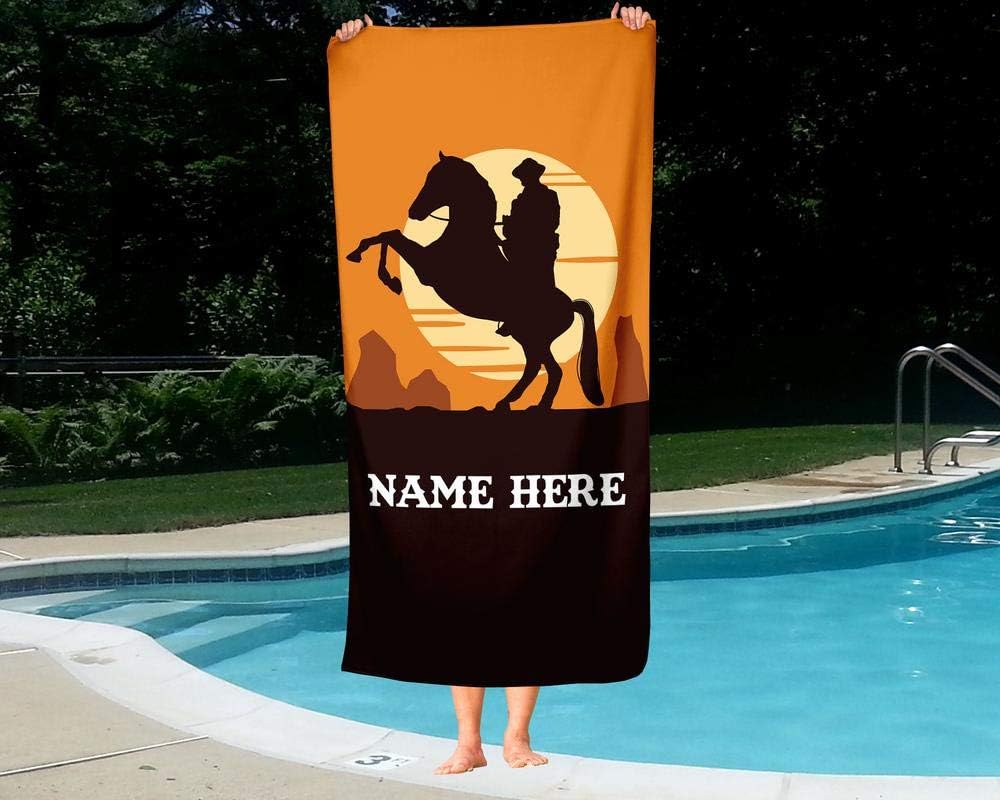 Toalla de vaquero y caballo personalizada extragrande para niños, toallas de viaje personalizadas de gran tamaño para playa, piscina y baño para