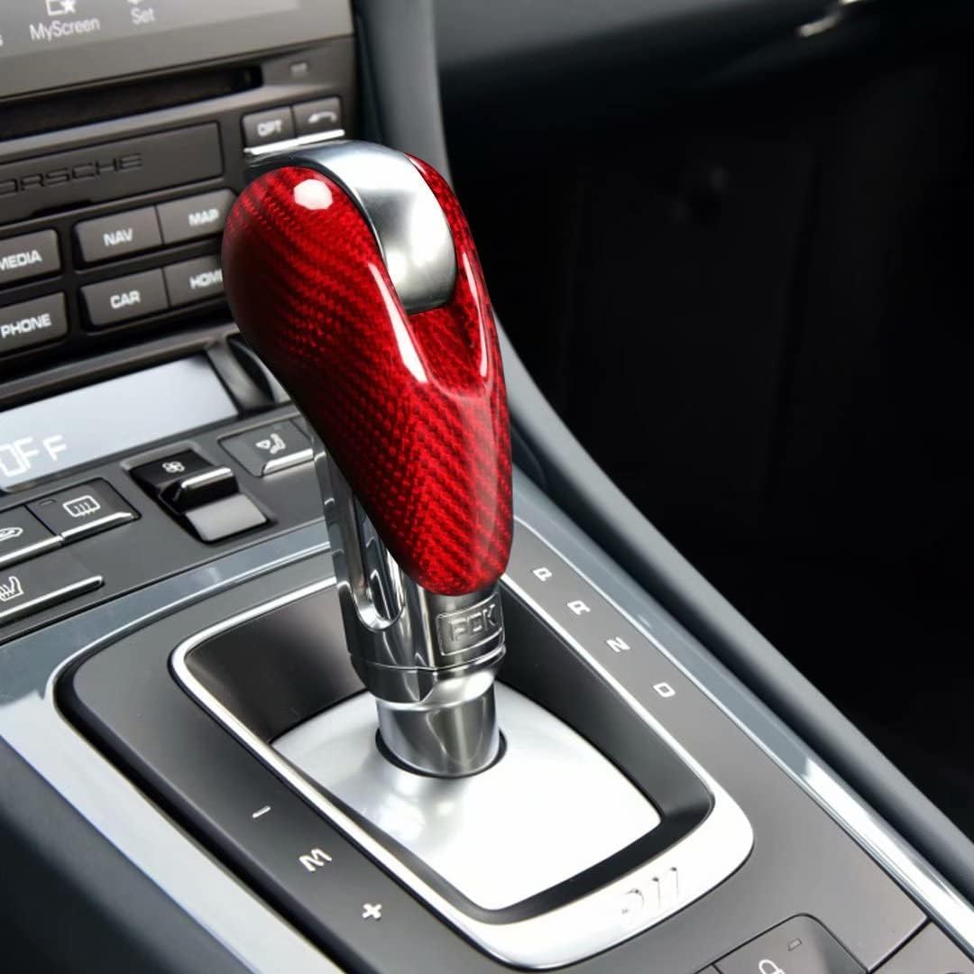 Accesorios interiores de fibra de carbono para portaequipajes, cubierta de marco para Porsche Macan, Panamera Cayman 718 911 2008-2020 (rojo)