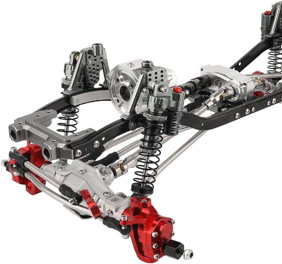 ZXYRC Marco de chasis de coche de metal 6×6 RC con ejes traseros medios delanteros Transmisión prefija para Axial SCX10 II 90046 90047 110 RC