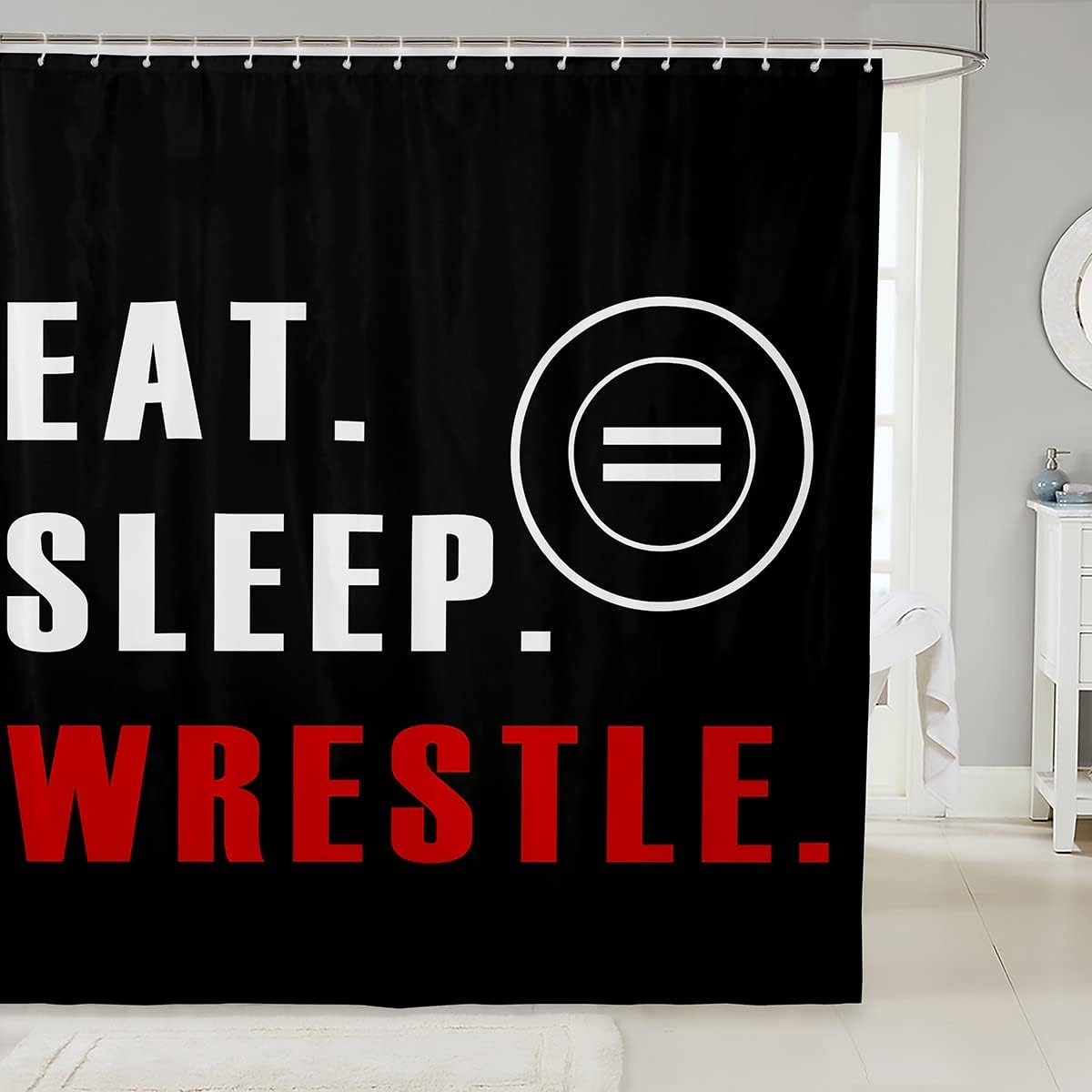 Feelyou Cortina de baño de lucha libre para bañera, temática deportiva, cortina de ducha para niños, niñas, adolescentes, decoración de lucha libre,