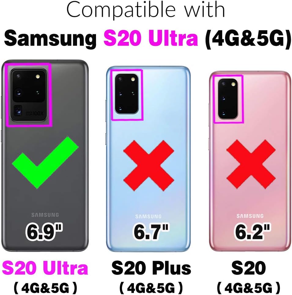 Asuwish Funda de teléfono para Samsung Galaxy S20 Ultra Glaxay S20ultra 5G con cremallera, protector de pantalla de vidrio templado y tarjetero