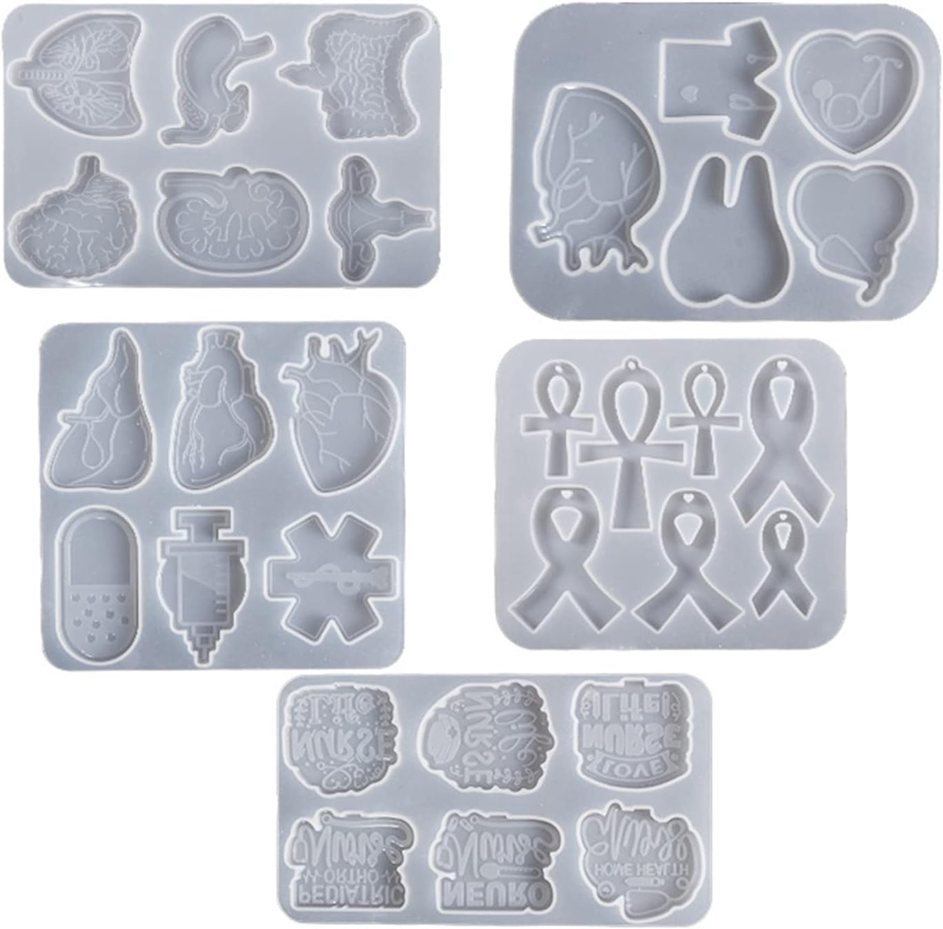 5 moldes para carrete de insignia con temática de médico y enfermera para resina, moldes de silicona para carretes de insignias con 6 soportes