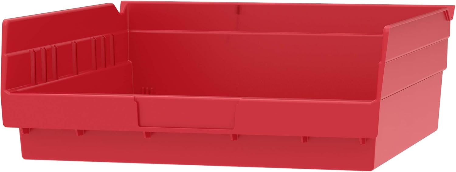 Akro-Mils 30170 – Caja de plástico para estantes anidados, (12 x 11 x 4 pulgadas), color rojo, (paquete de 12)
