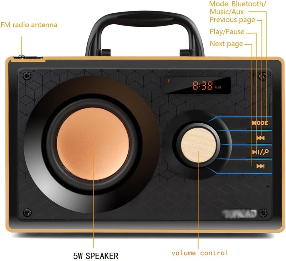 Altavoz Bluetooth portátil inalámbrico de alta potencia, radio FM, subwoofer estéreo al aire libre, soporte de graves de control remoto (color  A,