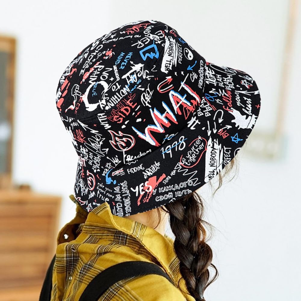 Nanwansu Sombrero de pescador con estampado reversible plegable unisex para hombres y mujeres, gorra de pescador de playa