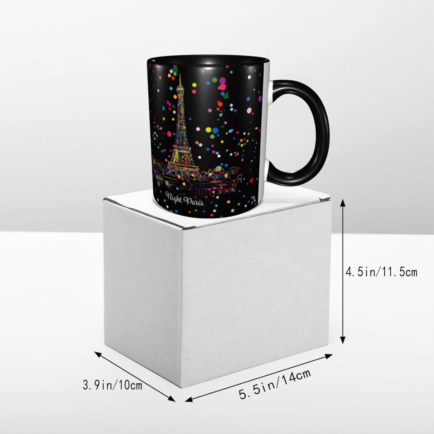 Taza de café colorida de la Torre Eiffel de París de 11 onzas, taza de té de cerámica, para mujeres y hombres, regalos para oficina, hogar,