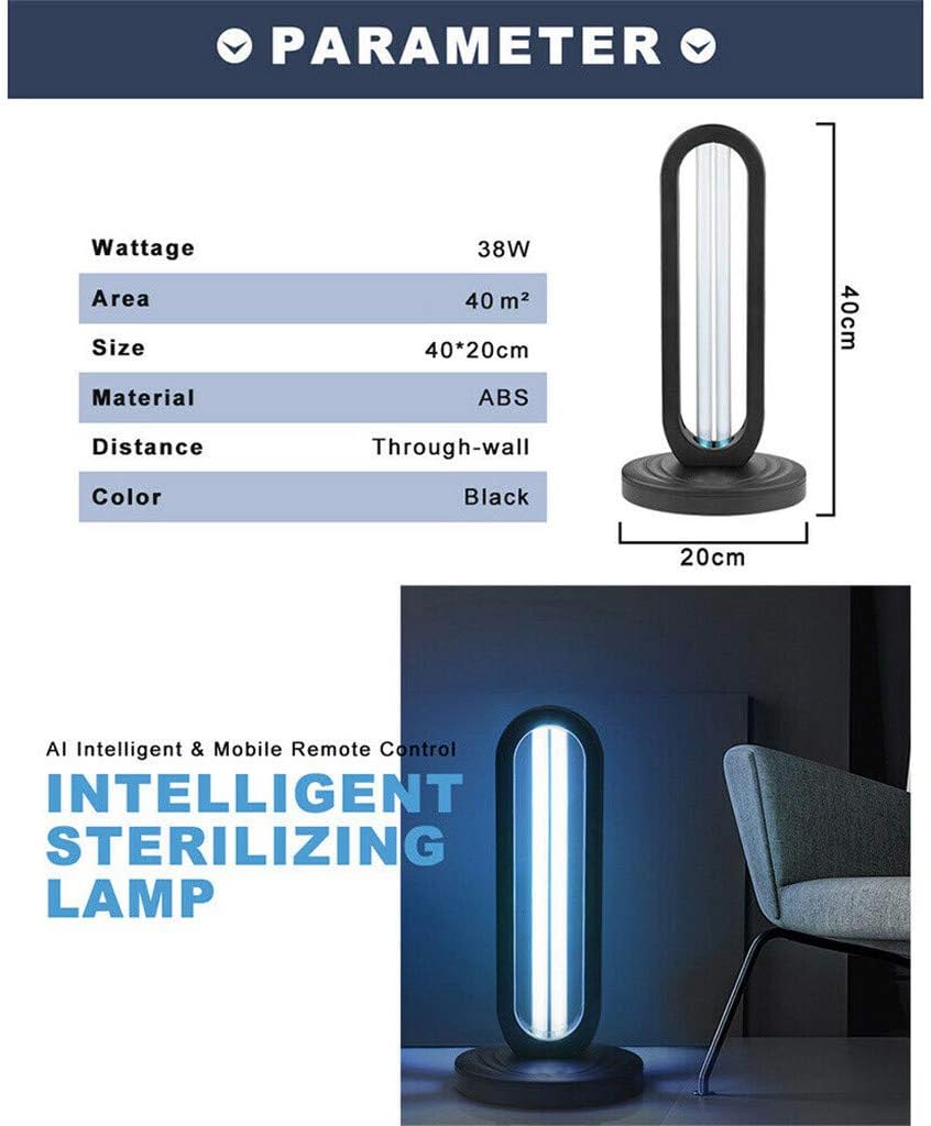 Lámpara de esterilización con luz UV con ozono para purificación de aire de habitación de olores (mando a distancia incluido) Tasa de esterilización