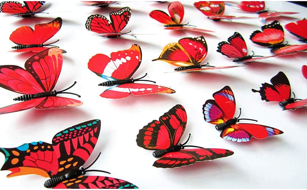 24 calcomanías de mariposa 3D para decoración de pared, mariposas extraíbles, calcomanías de pared para niñas, niños, dormitorio y habitación, mural