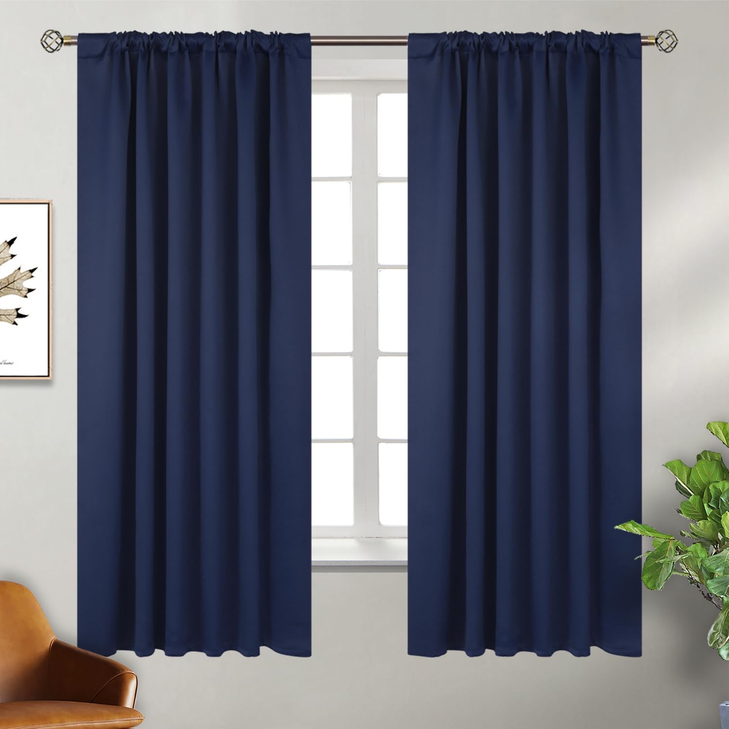 BGment – Cortinas que bloquean la luz con bolsillo para cortinero y pestaña trasera, para dormitorio, cortinas de oscurecimiento térmicas para sala