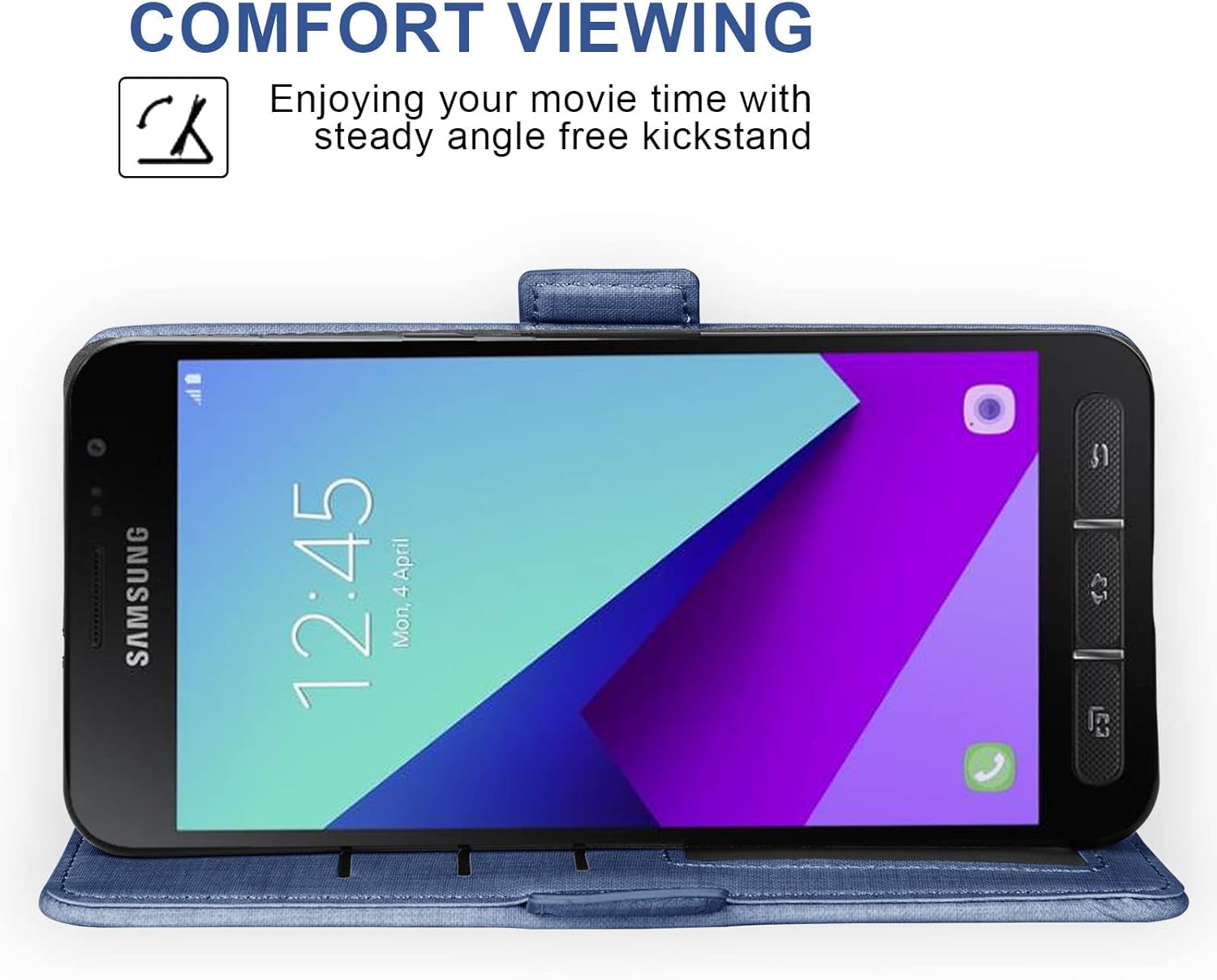Asuwish Compatible con Samsung Galaxy Xcover 44S – Funda tipo cartera con protector de pantalla de vidrio templado y soporte de cuero para tarjetas,