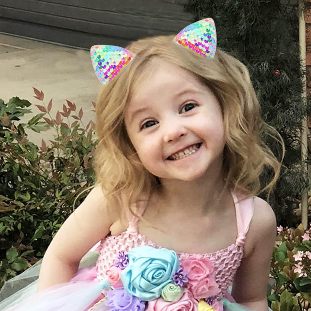 Haomye Pinzas para el pelo de orejas de gato, horquillas para el pelo de bebé, pasadores de lentejuelas para niños, accesorios para el cabello para