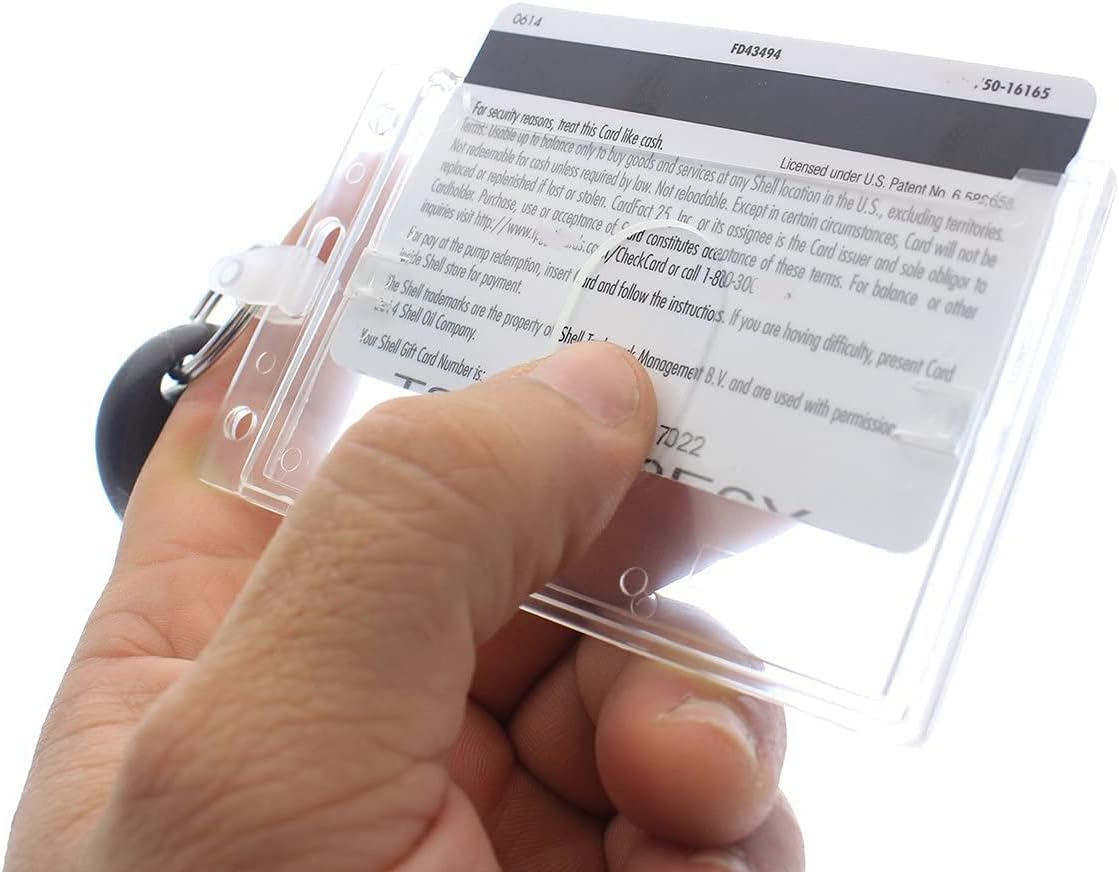 Soporte rígido para tarjetas de combustible con llavero, protector de tarjetas de plástico duro transparente para flotas, tarjetas de gas, autos de