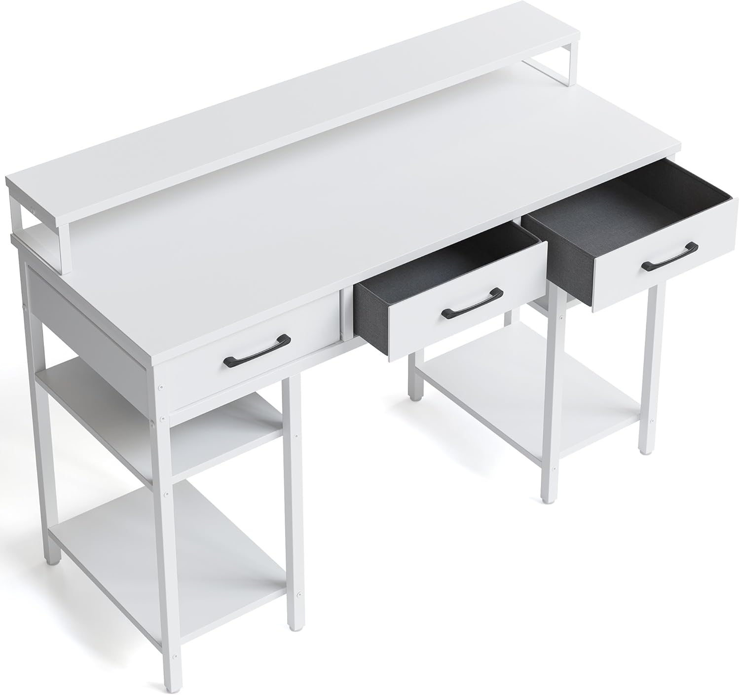 CubiCubi Escritorio de oficina para computadora de 47 pulgadas con cajones de tela y estantes de almacenamiento, escritorio pequeño y moderno con