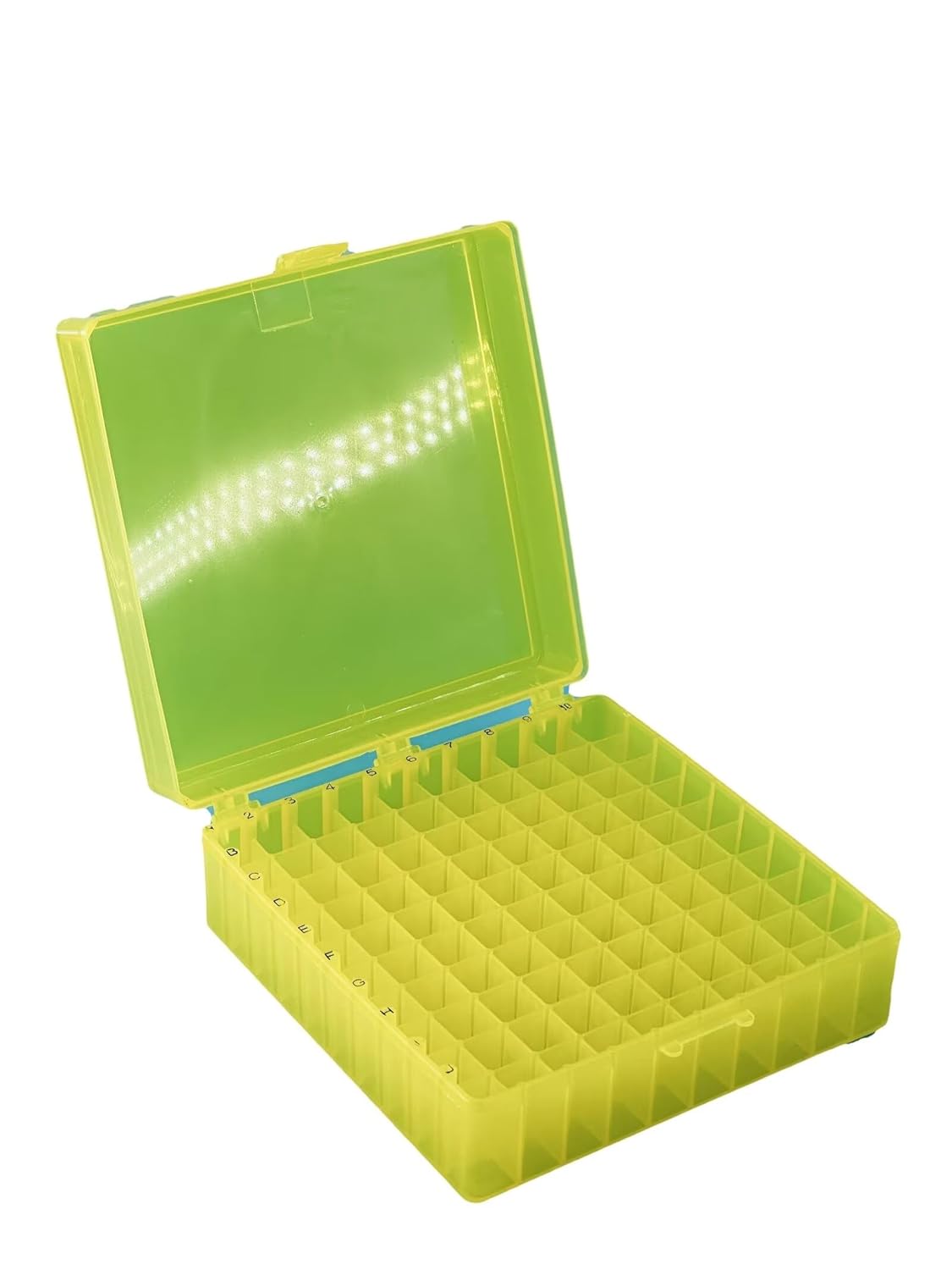Caja de almacenamiento criogénica de tubo de micro centrífuga Cryobox de 100 pozos con tapas de color asociadas, paquete de 5