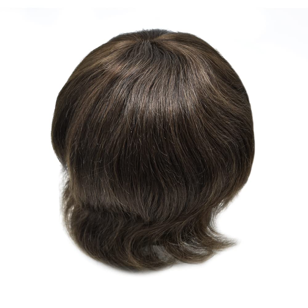 Sistema de cabello humano tipo tupé para hombre, transpirable, encaje francés, piezas de pelo de poliuretano alrededor del cabello, unidad de