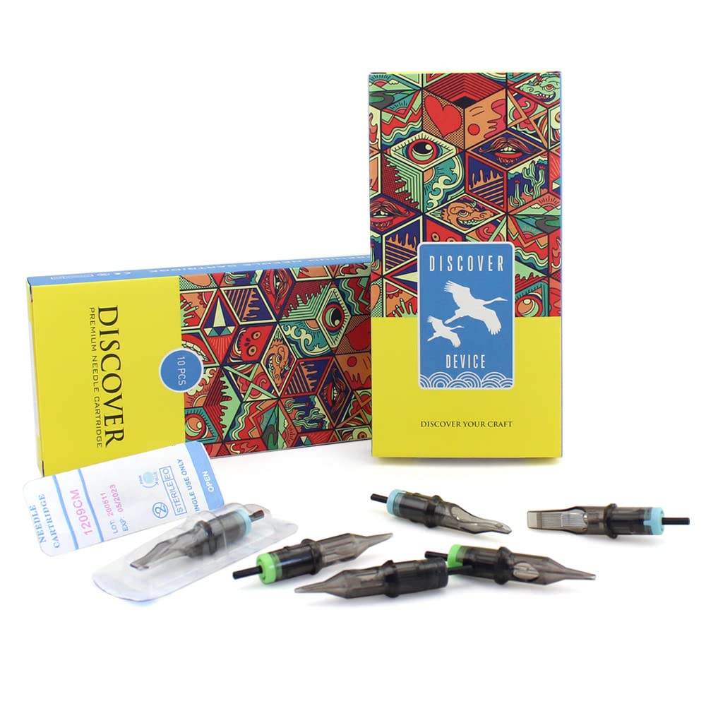 Cartuchos de aguja de tatuaje DESCUBRE 20 cartuchos desechables de aguja de tatuaje con cartuchos de seguridad de membrana, paquete estándar Magnum