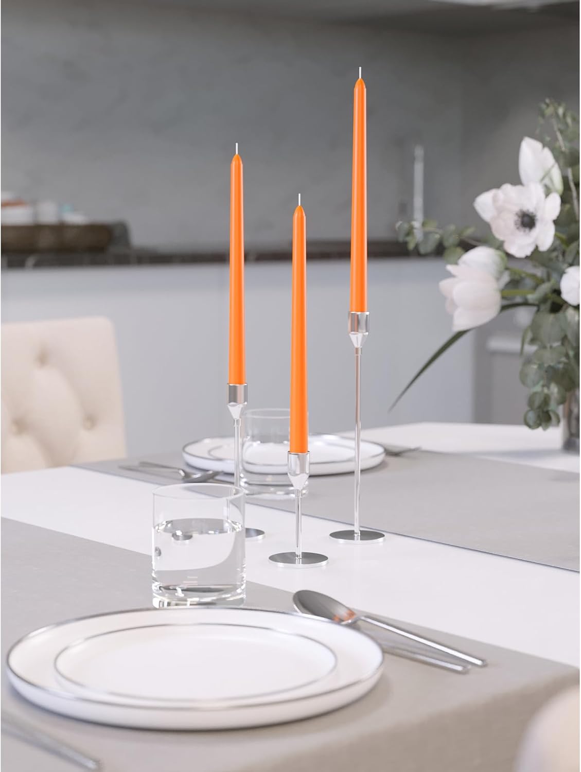 CANDWAX Juego de 12 velas cónicas de 10 pulgadas, velas altas sin perfume, velas cónicas color naranja, perfectas como velas para el hogar o velas
