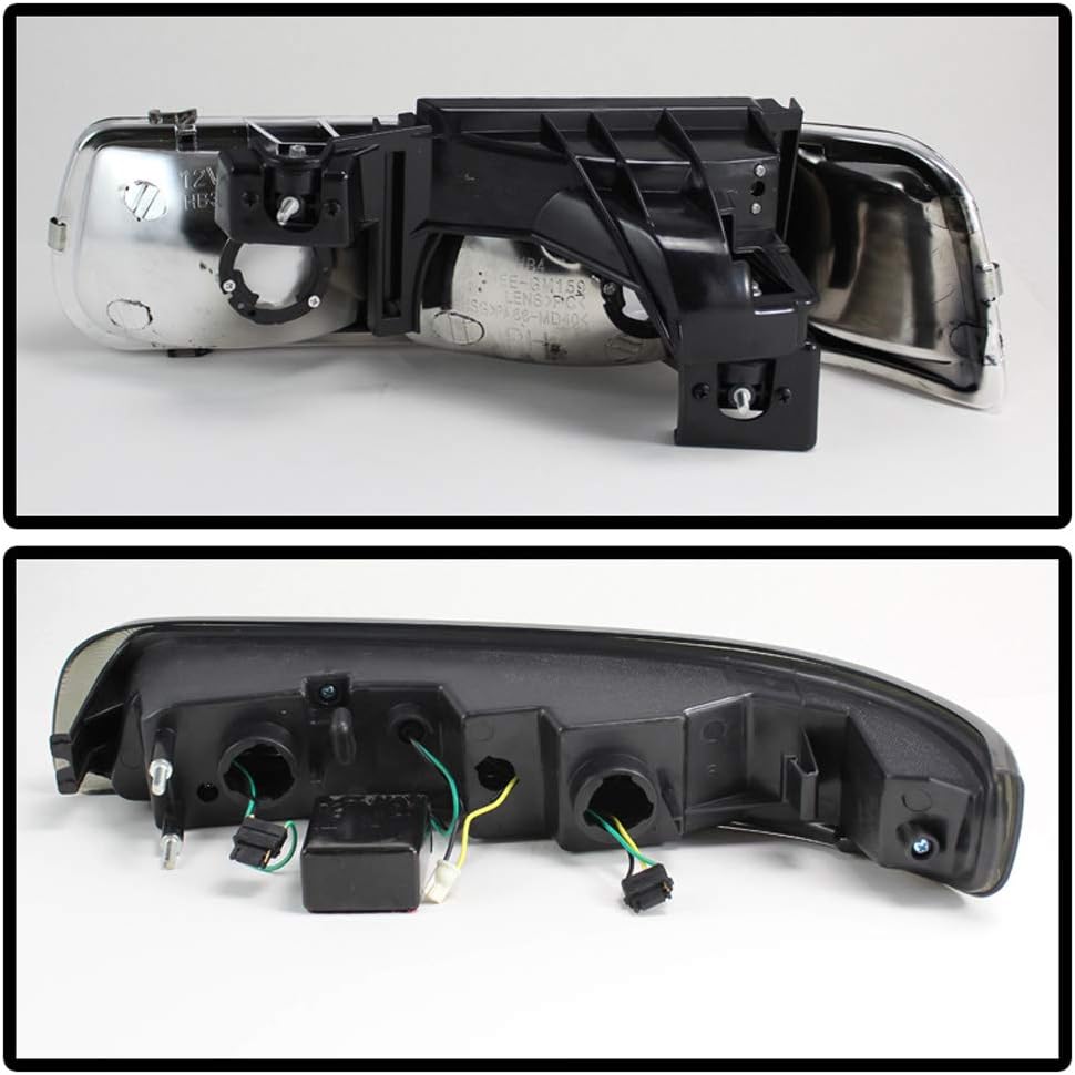 ACANII – Para faros delanteros negros Chevy Silverado 00-06 Suburban Tahoe 1999-2002 + lámparas LED parachoques conductor + lado del pasajero