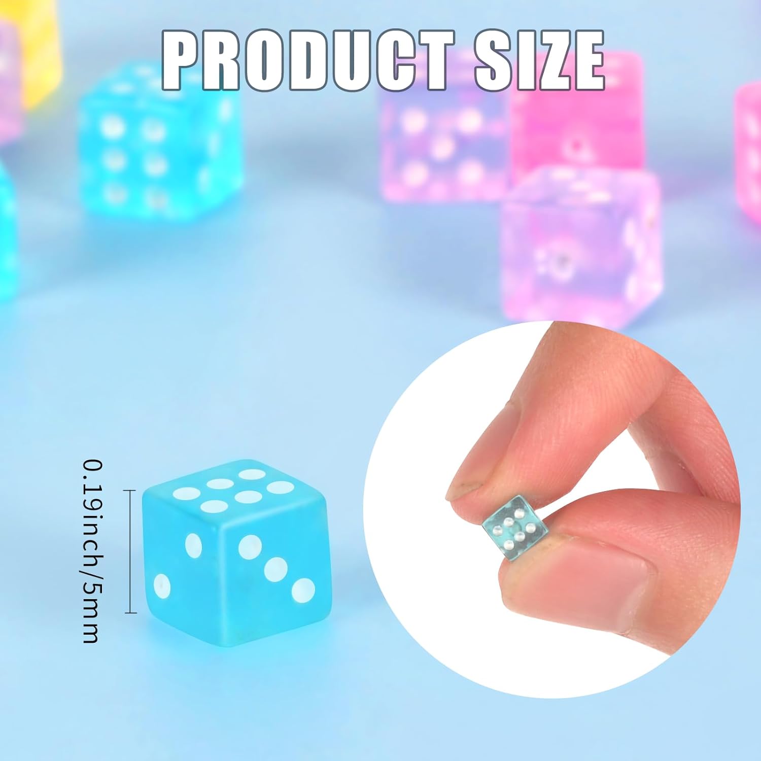 Juego de 200 dados pequeños de 0.197 pulgadas con 1 bolsa de terciopelo, juego de dados de 6 caras, mini dados transparentes de colores, esquina
