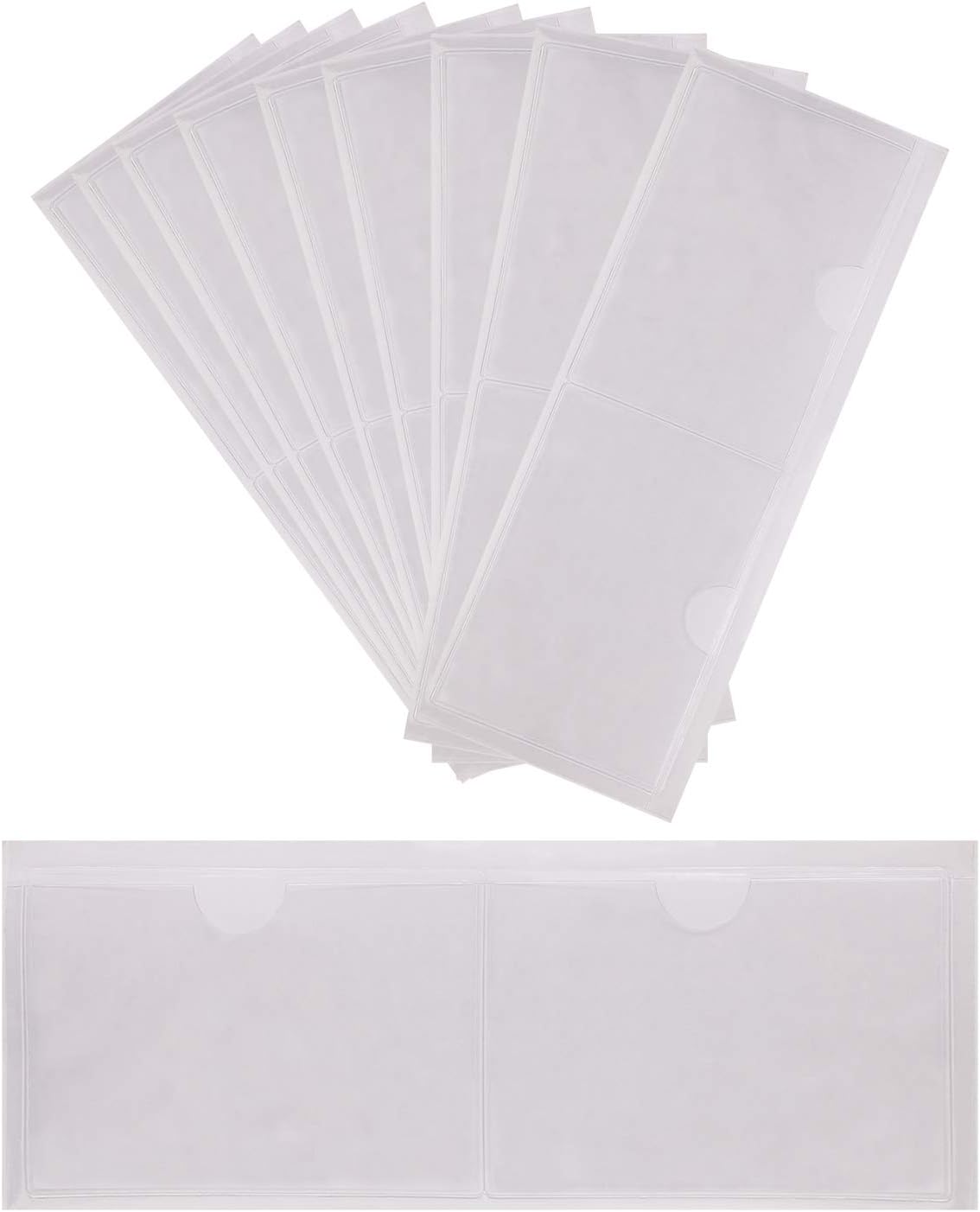Tupalizy 20 bolsillos autoadhesivos para tarjetas de índice con apertura superior para cargar tarjetas de visita de plástico transparente, fundas