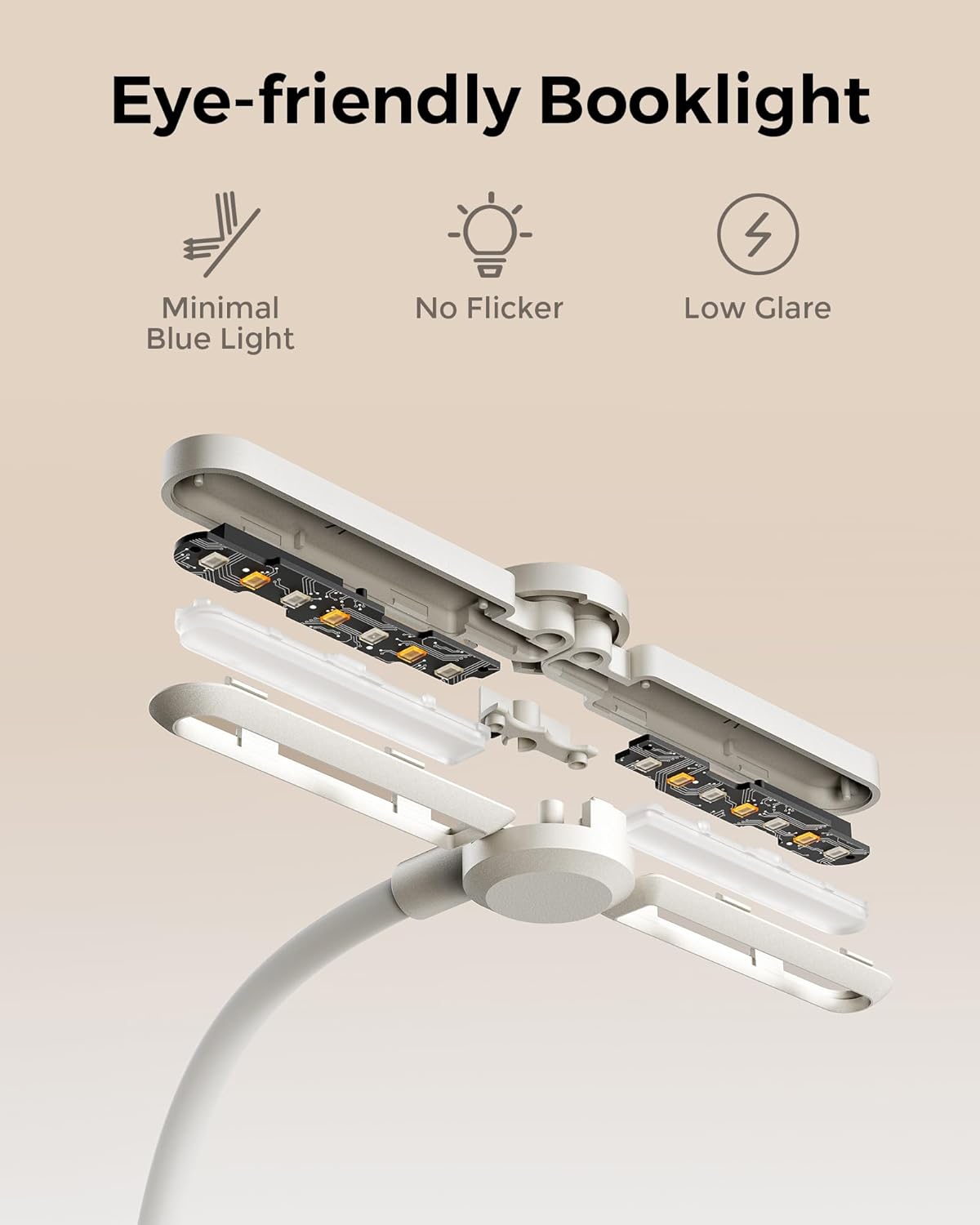 Luz de lectura, luz recargable para leer en la cama, cabezal de luz ajustable de 180, cuidado de los ojos, temperatura de 3 colores y atenuación