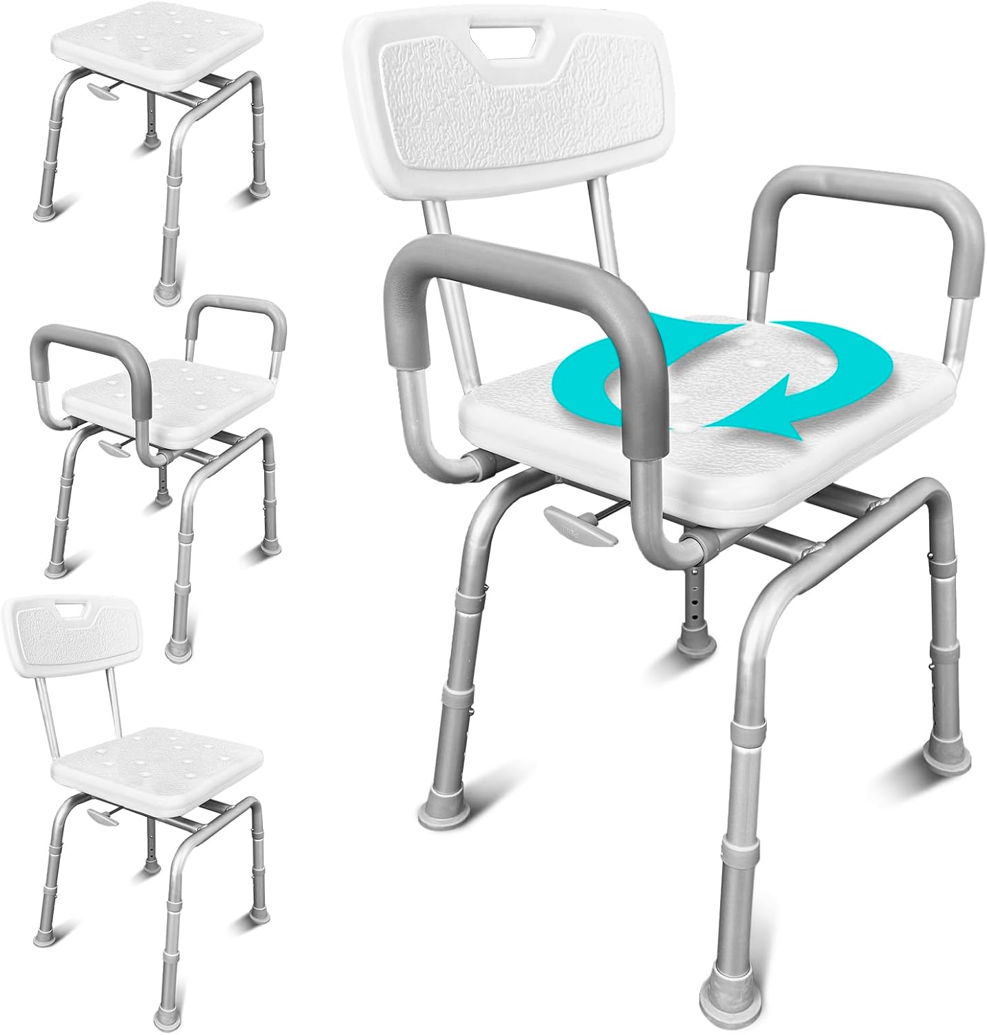 Vive Silla de ducha giratoria para personas mayores, ancianos, discapacitados, banco estrecho para bañera para discapacitados para ducha interior,