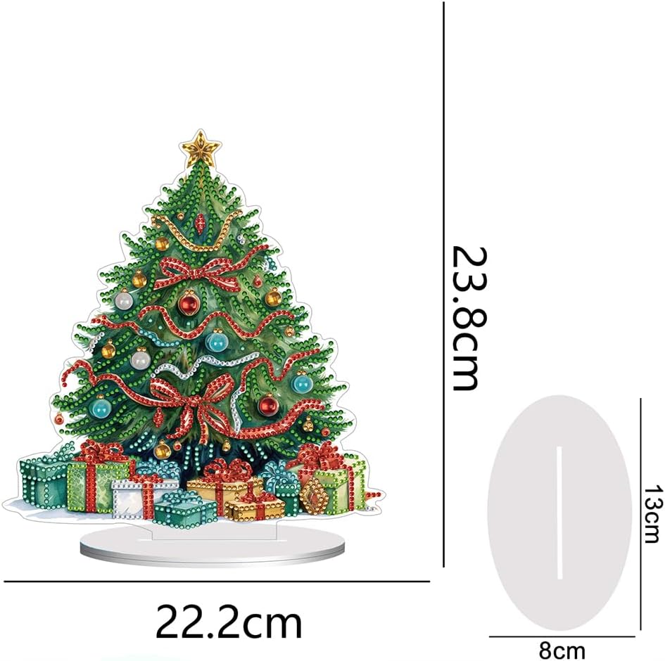 Orgone Kit de adornos de escritorio de árbol de Navidad para adultos, pintura acrílica por números, decoración de Navidad de escritorio, kit de