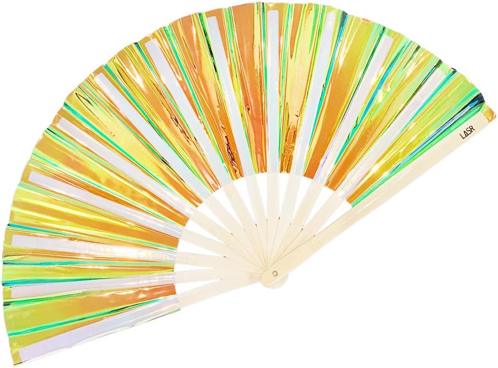 LASR Ventilador de mano líquido de onda de choque iridiscente para festival, equipo rave, exclusivo