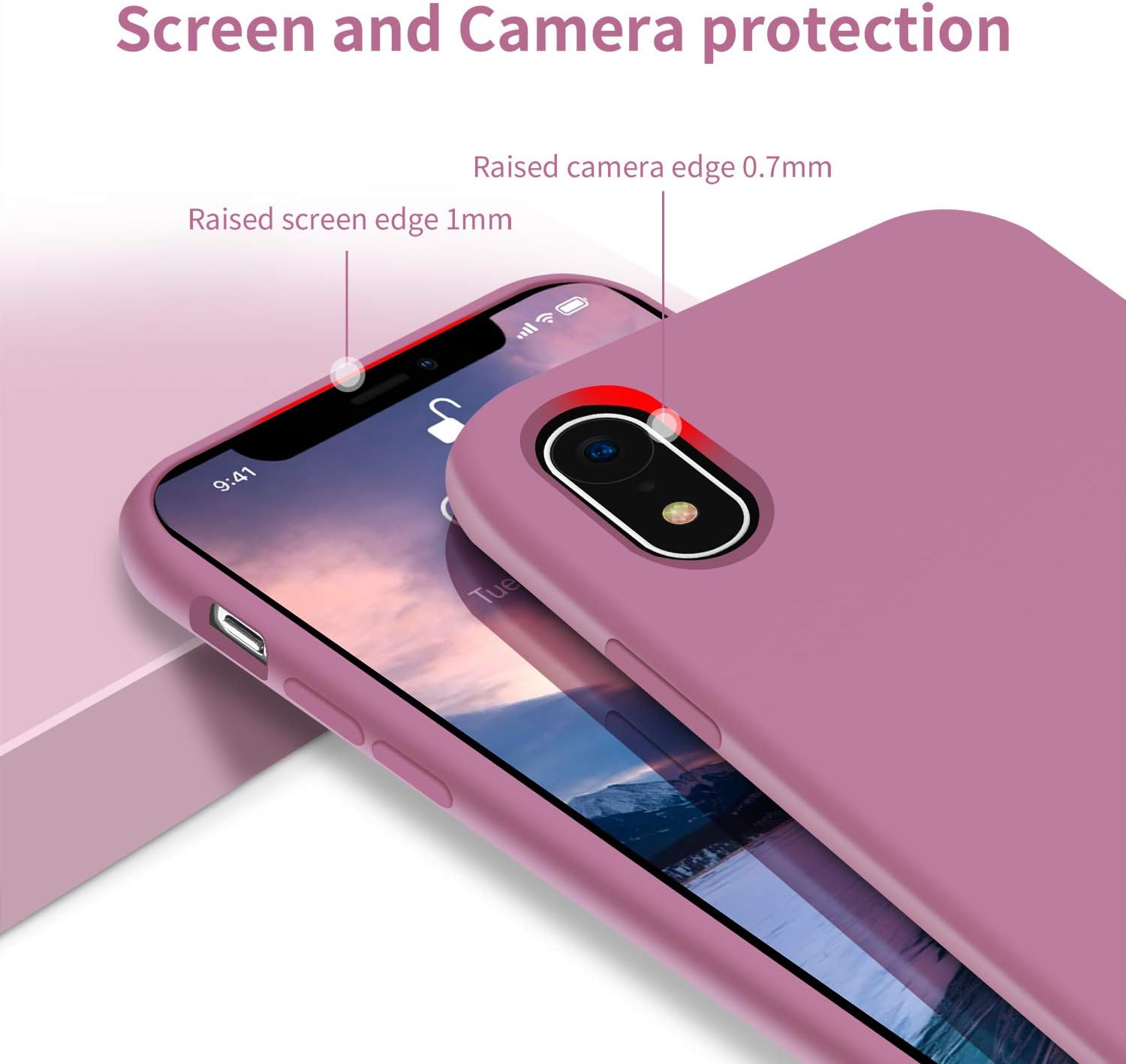 OTOFLY – Funda protectora para iPhone XR (sedosa y suave al tacto), de goma de silicona suave de alta calidad, protección total antigolpes,