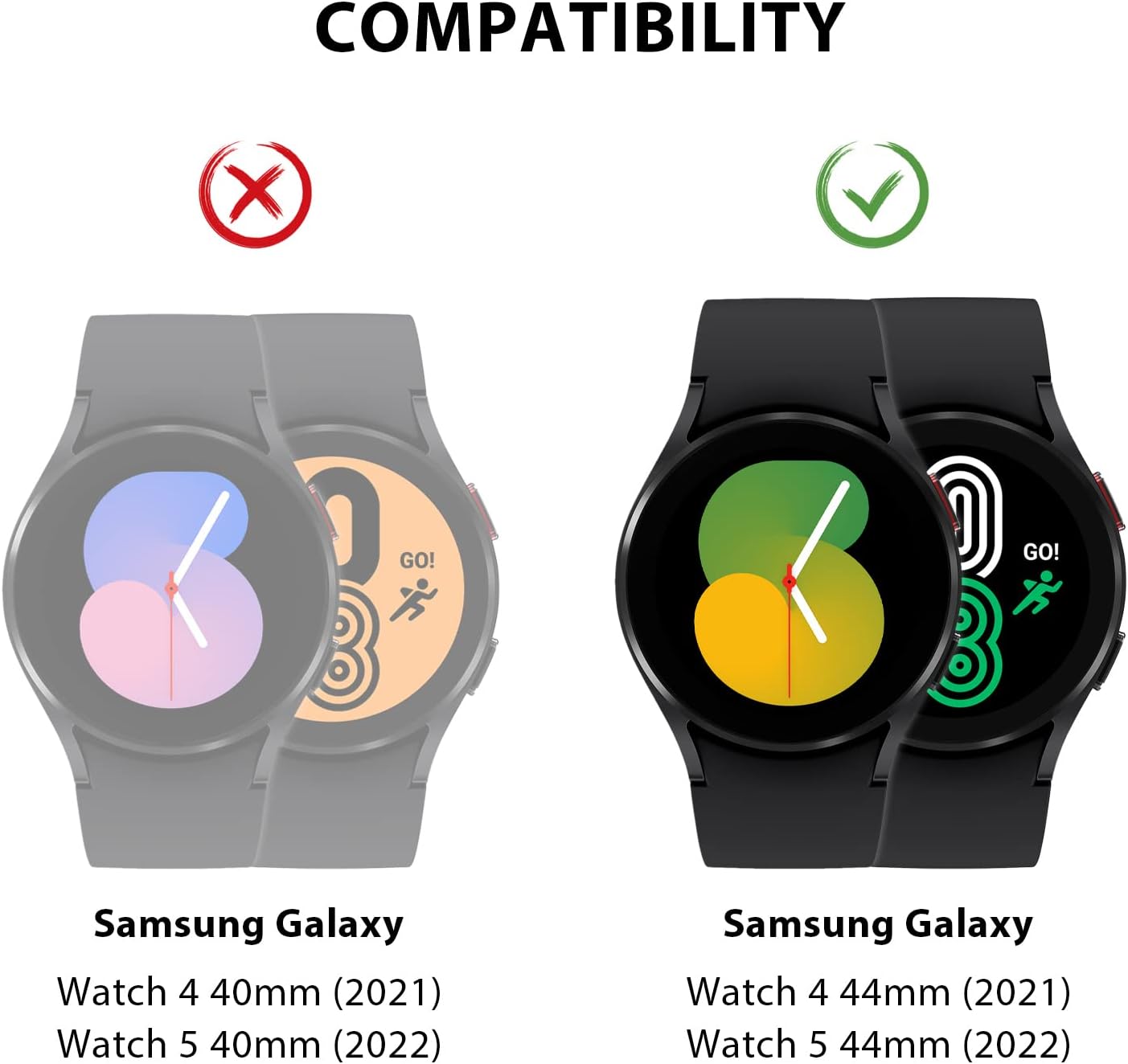 ZUSLAB Protector de pantalla de reloj compatible con Samsung Galaxy Watch 5 de 1.732 pulgadas 2022Watch 4 de 1.732 pulgadas 2021, paquete de 3 fácil