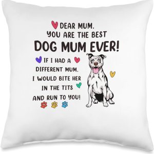 Best Dog Mom Ever Funny White Pitbull Owner Mama Mother’s Day – Almohada de 16 x 16 pulgadas, multicolor Best Dog Mom Ever Funny White Pitbull Owner Mama Mother’s Day – Almohada de 16 x 16 pulgadas, multicolor