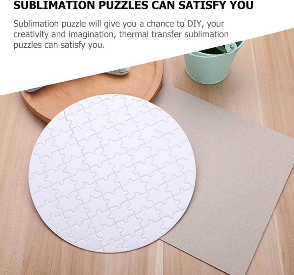 SEWACC Rompecabezas de sublimación en blanco de 4 piezas con forma redonda en blanco, rompecabezas de impresión de transferencia de calor para